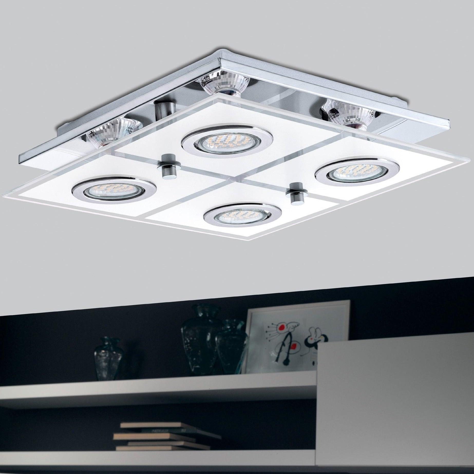 eglo cabo flush chrome glass ceiling light living room image