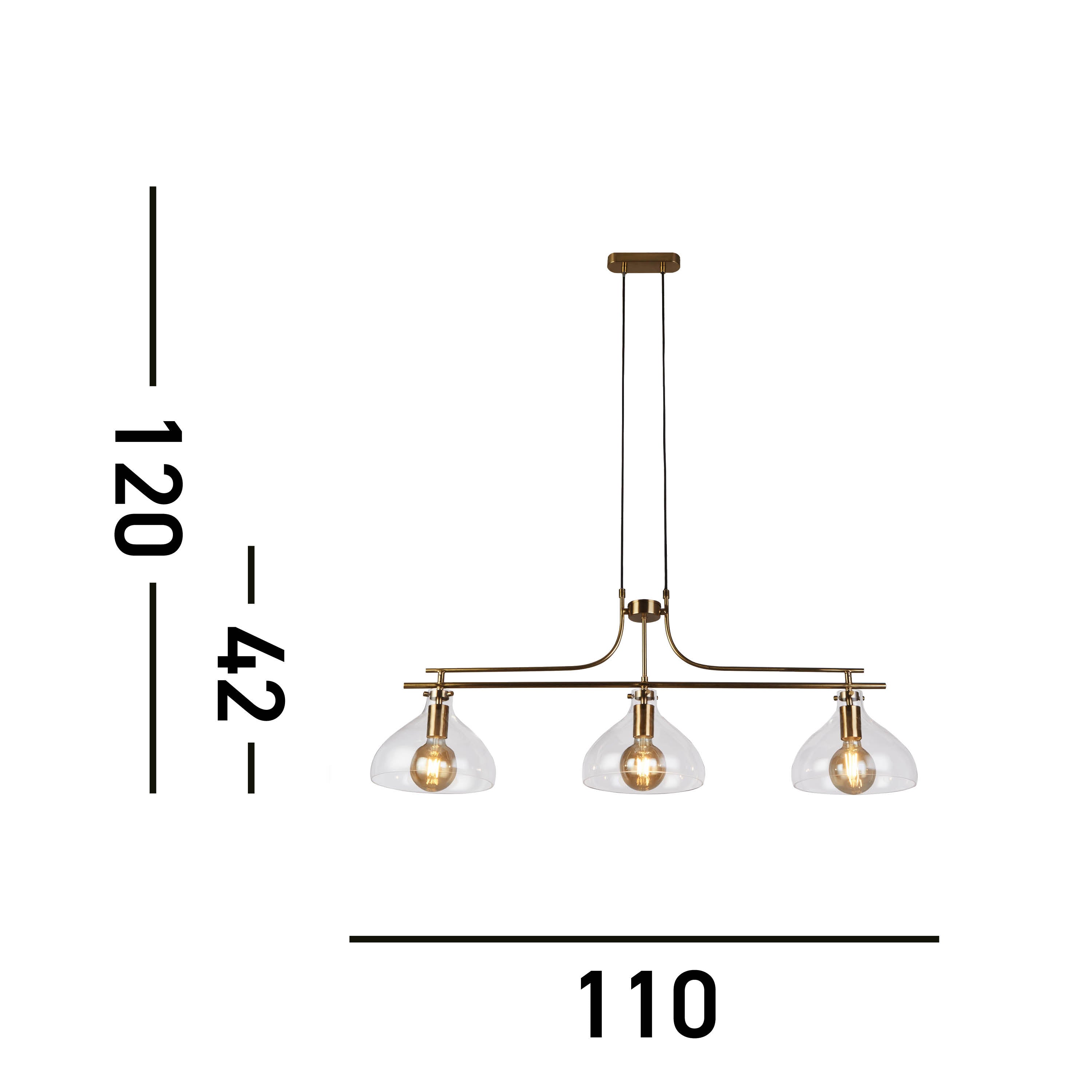 Searchlight Margarita 3 Light Brass Bar Pendant