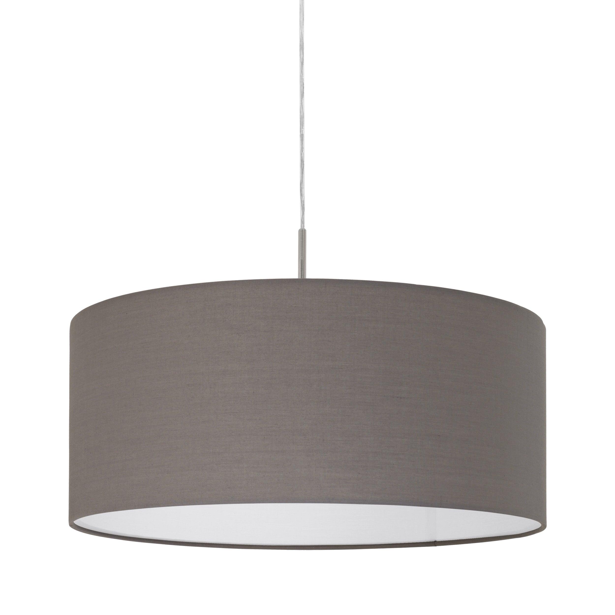 eglo pasteri nickel ceiling pendant with brown fabric shade 53cm kitchen lighting 