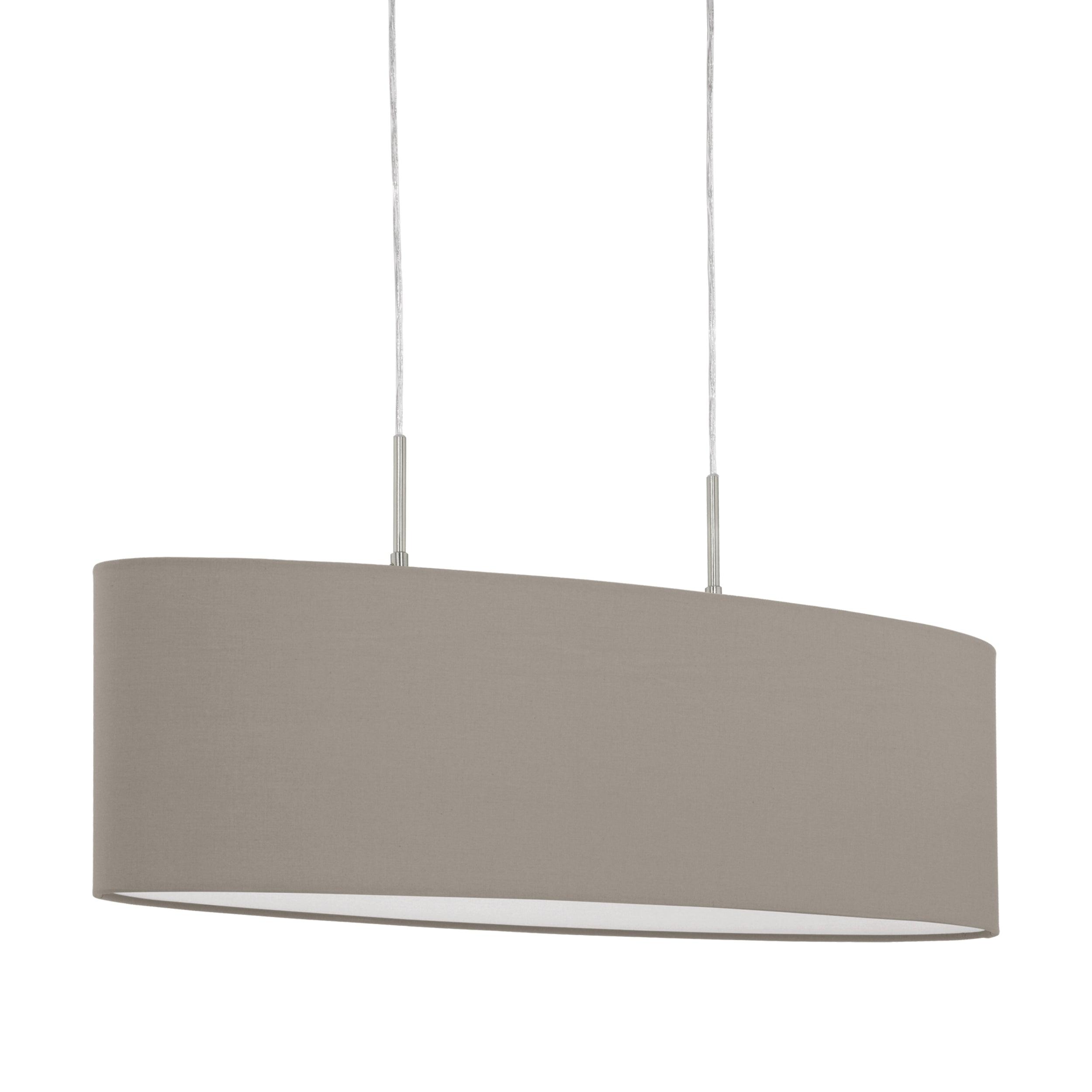 eglo pasteri nickel ceiling pendant with oval taupe shade 75cm Kitchen Lighting Close Up