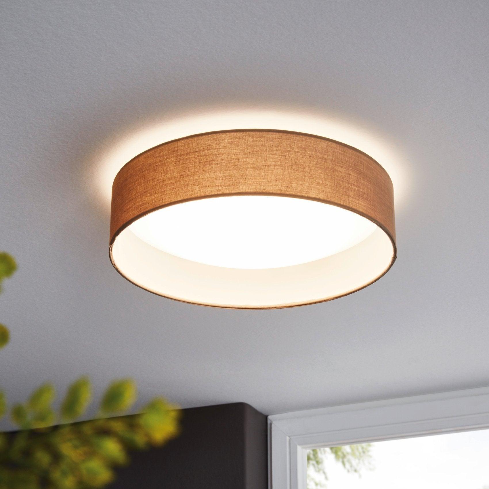 eglo pasteri flush taupe drum ceiling shade living room image