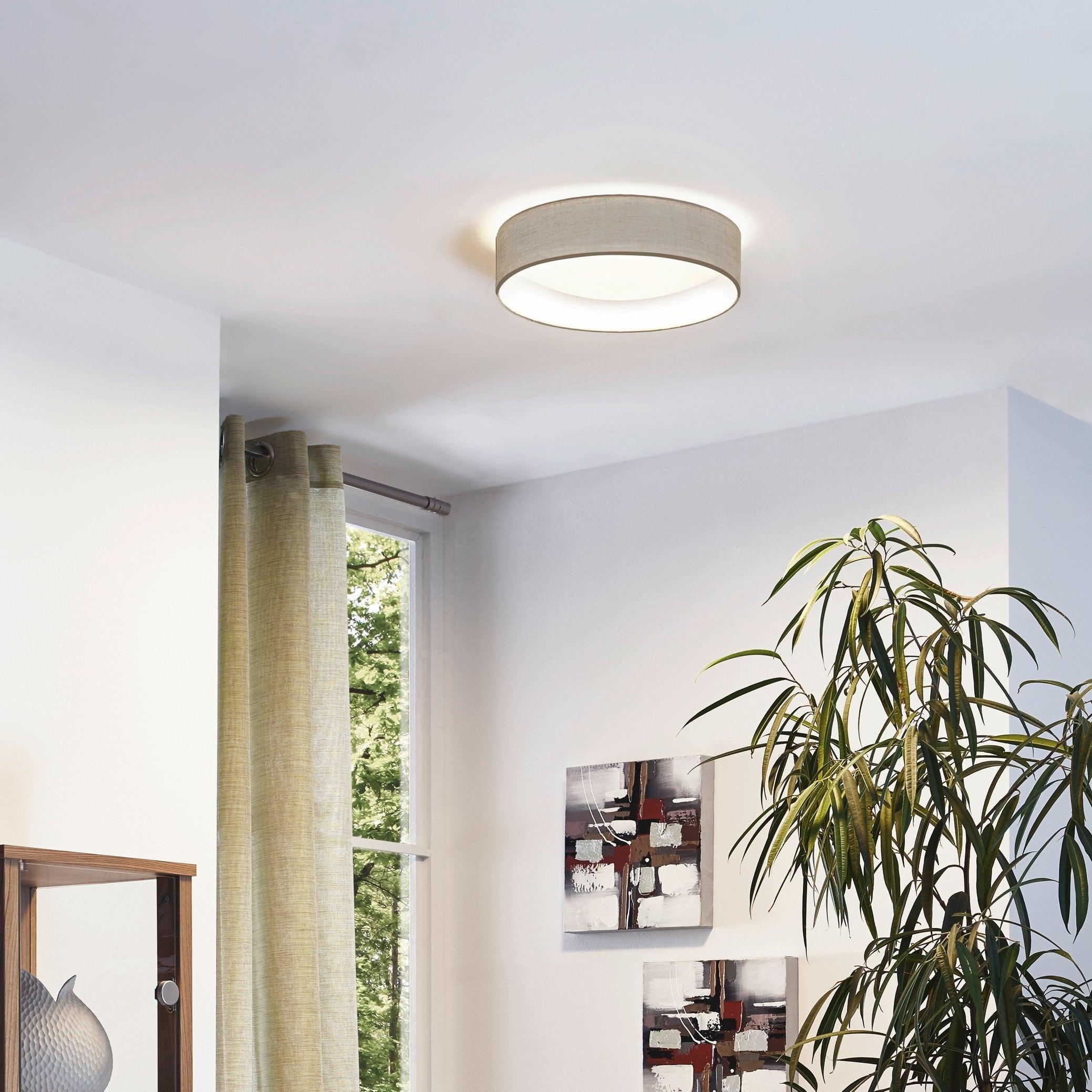 eglo pasteri flush taupe drum ceiling shade