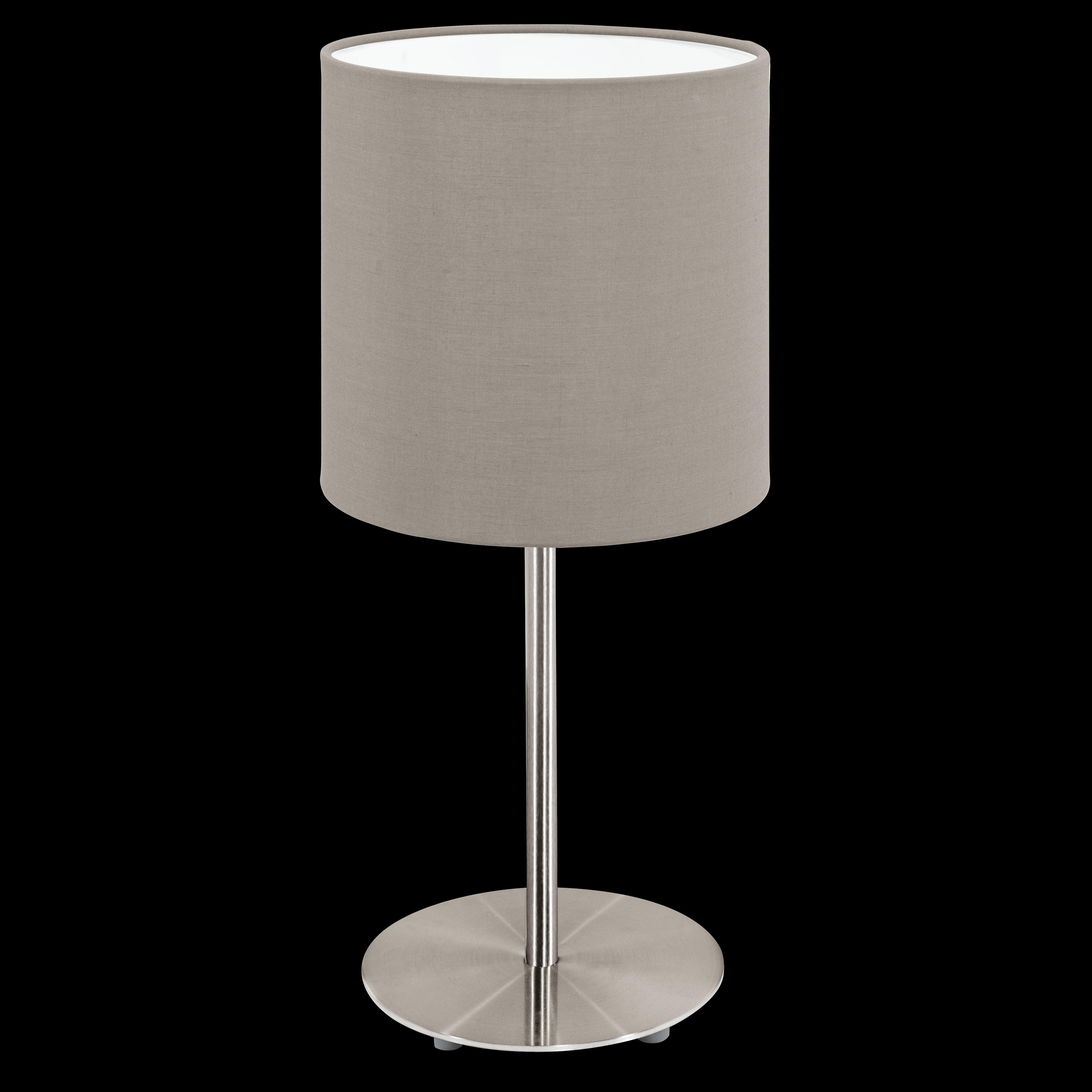 eglo pasteri nickel taupe fabric table lamp living room close up