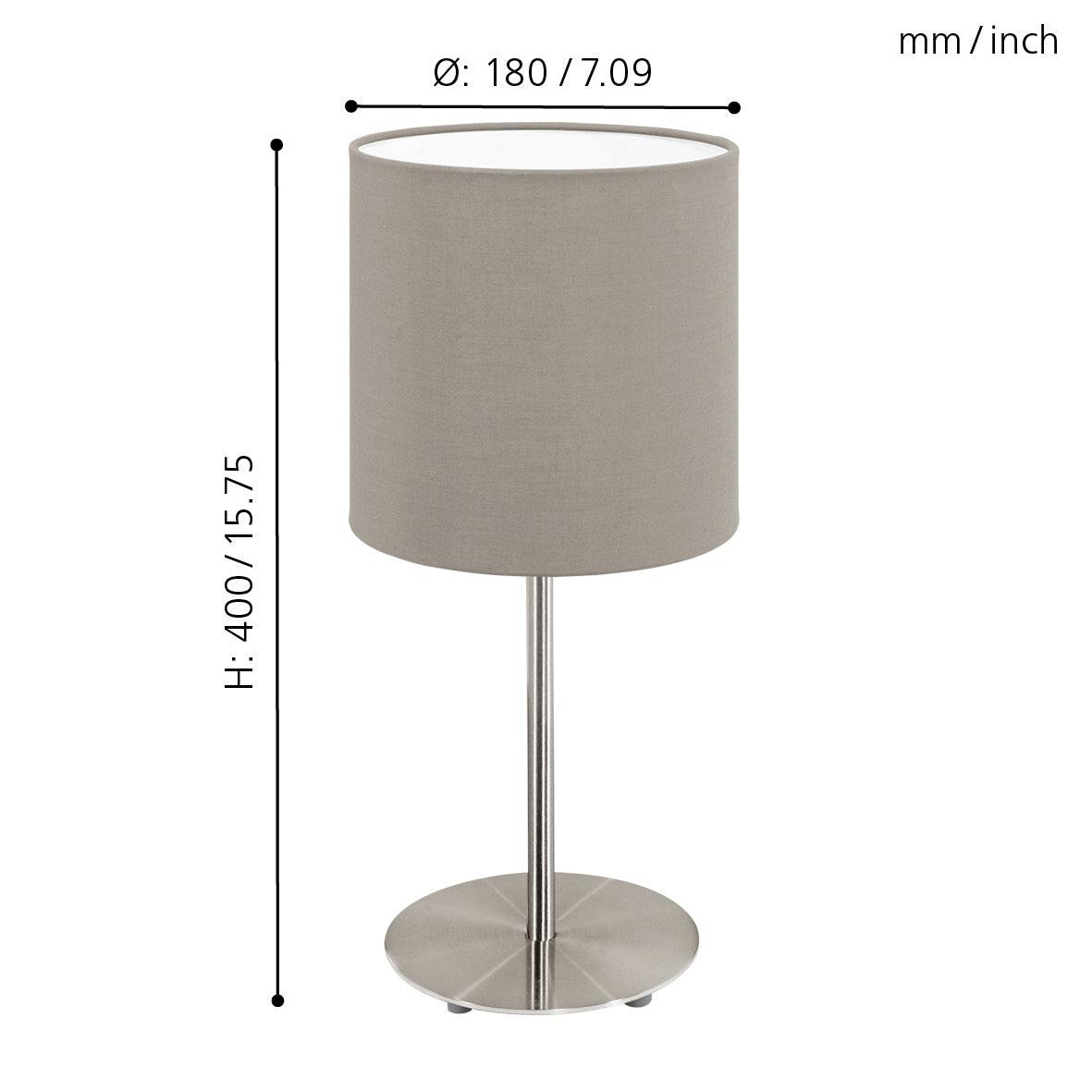 eglo pasteri nickel taupe fabric table lamp kitchen lighting 