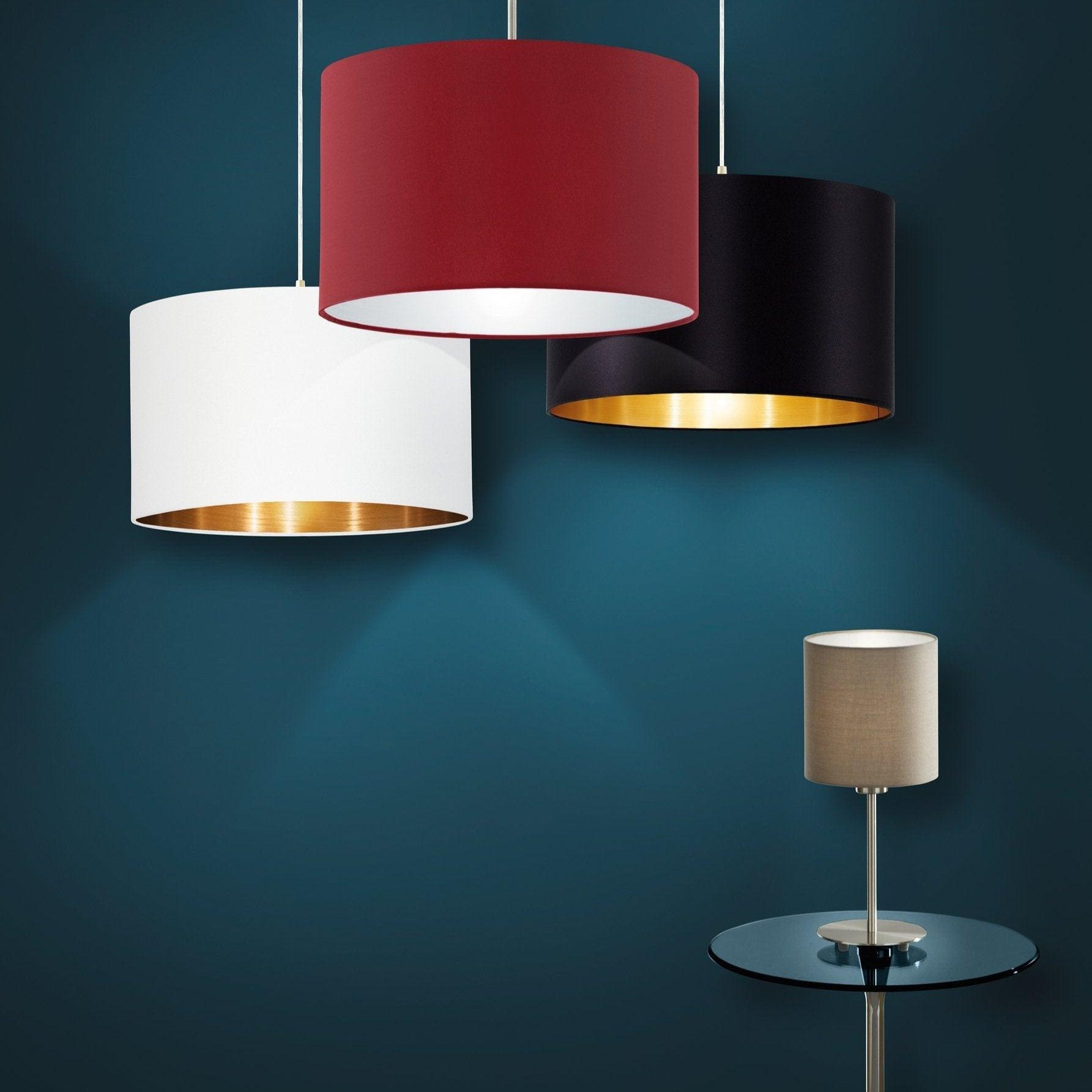 eglo pasteri nickel taupe fabric table lamp living room image