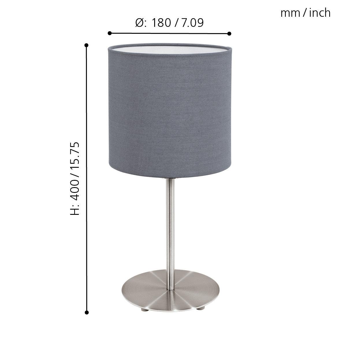 eglo pasteri nickel grey fabric table lamp living room close up