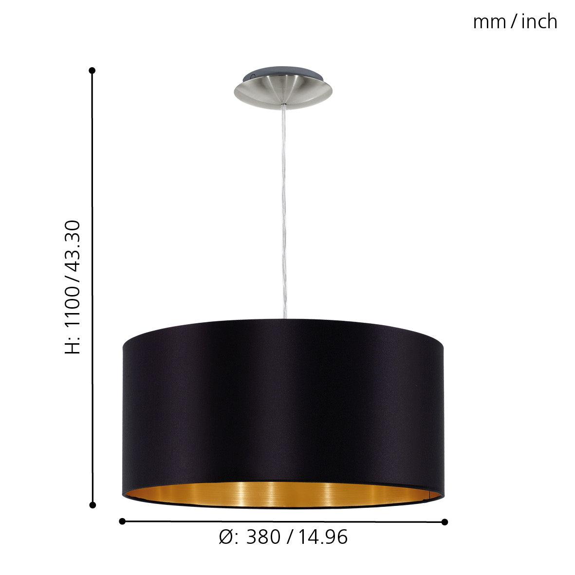 eglo maserlo nickel ceiling pendant with fabric black gold shade kitchen lighting 