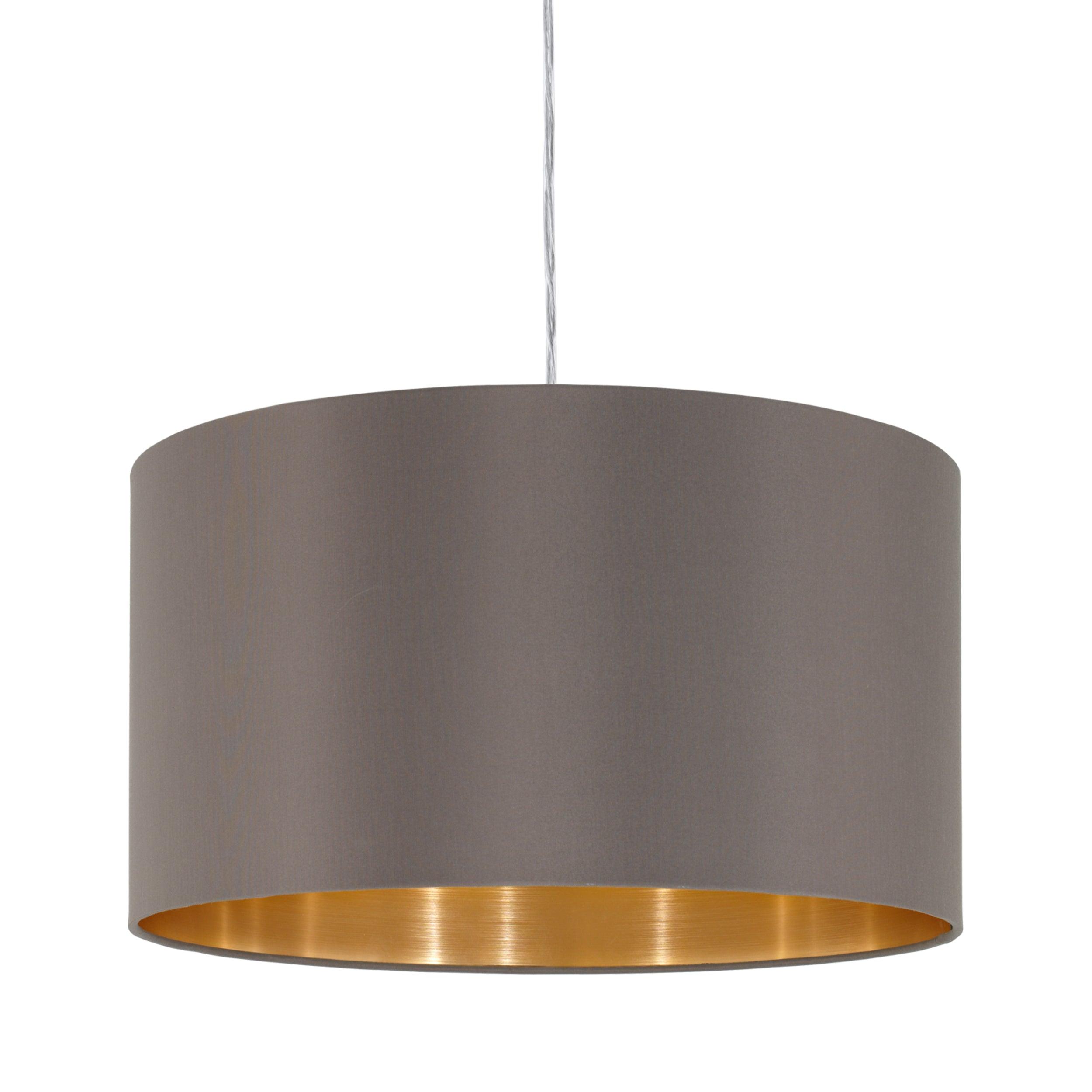eglo maserlo nickel ceiling pendant with fabric brown gold shade kitchen lighting 