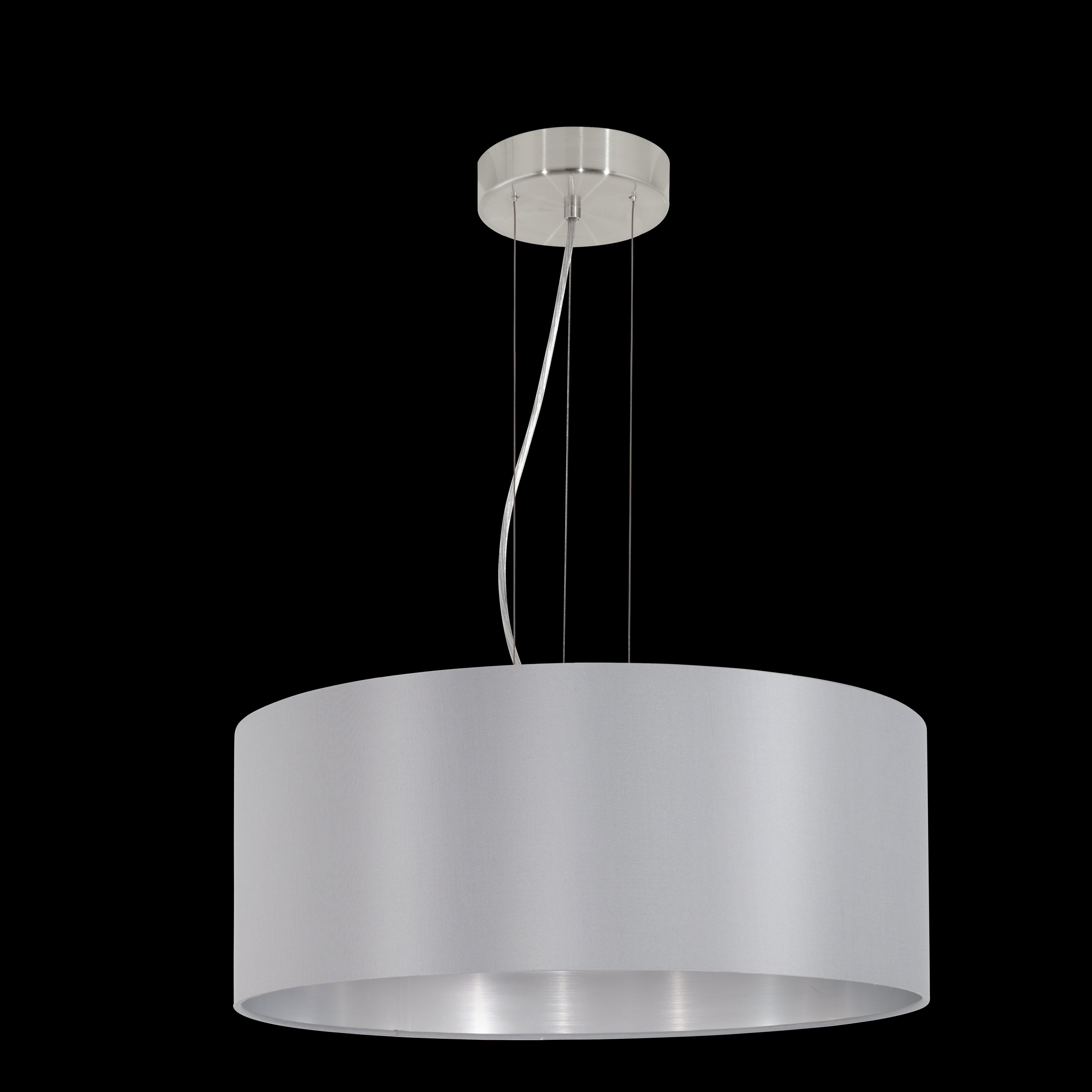 eglo maserlo nickel pendant ceiling light grey silver shade living room image