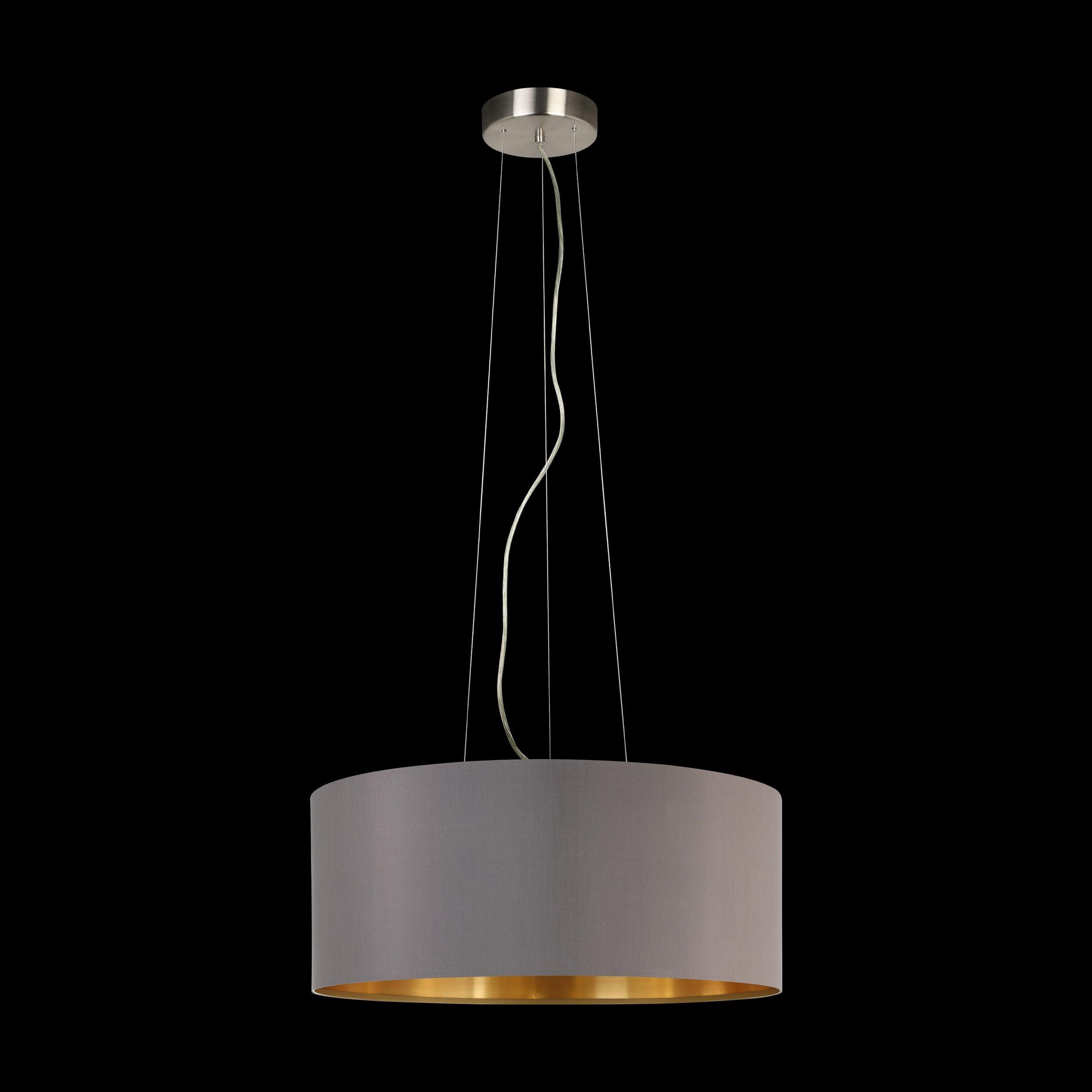 eglo maserlo nickel pendant ceiling light brown gold shade living room close up