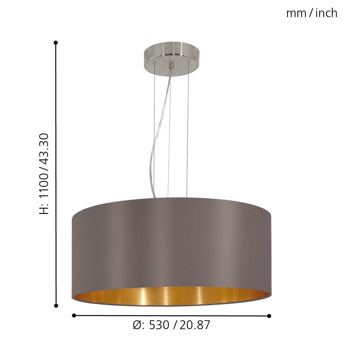 eglo maserlo nickel pendant ceiling light brown gold shade kitchen lighting 