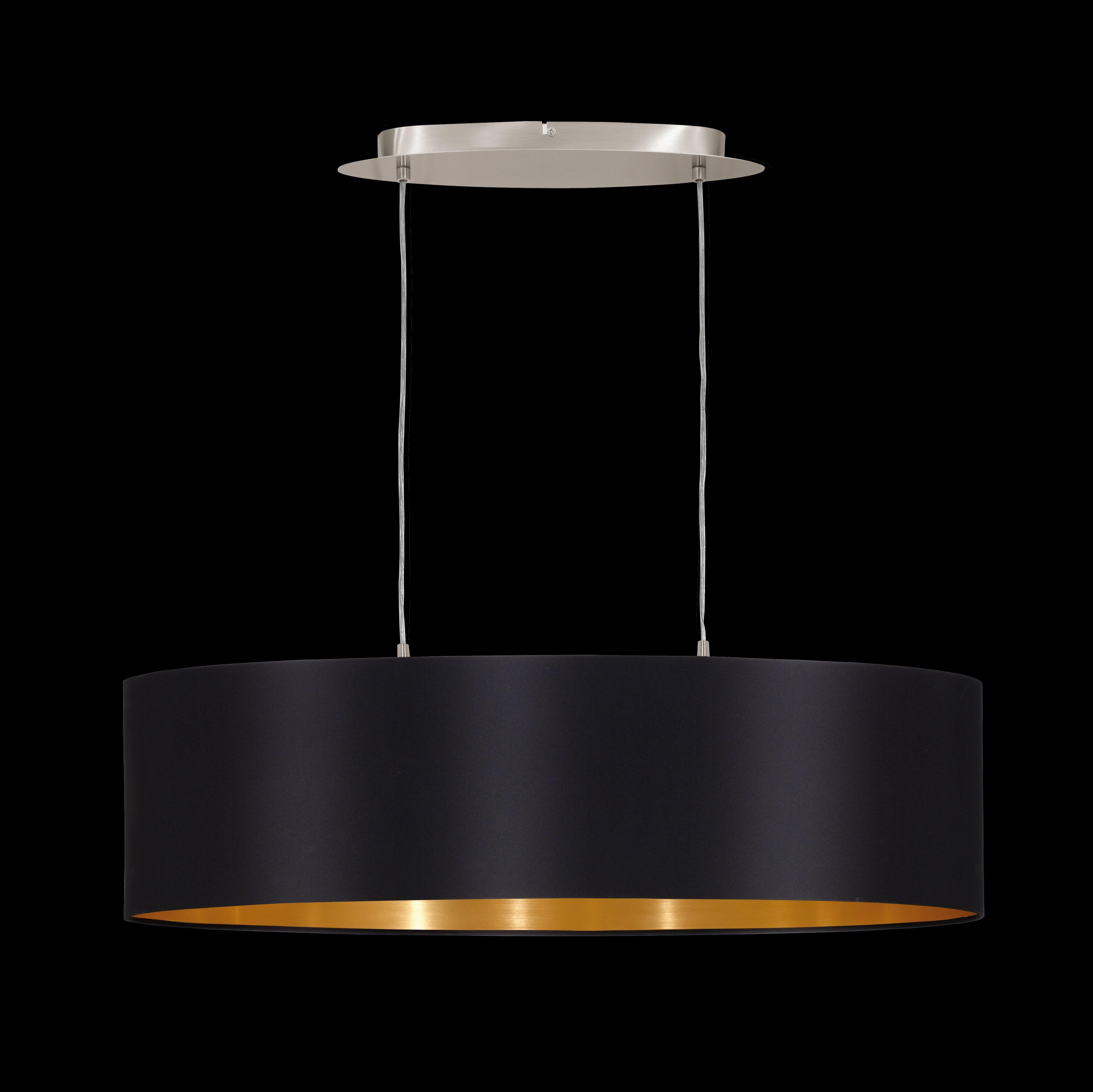 eglo maserlo nickel ceiling pendant oval black gold shade 78cm living room close up