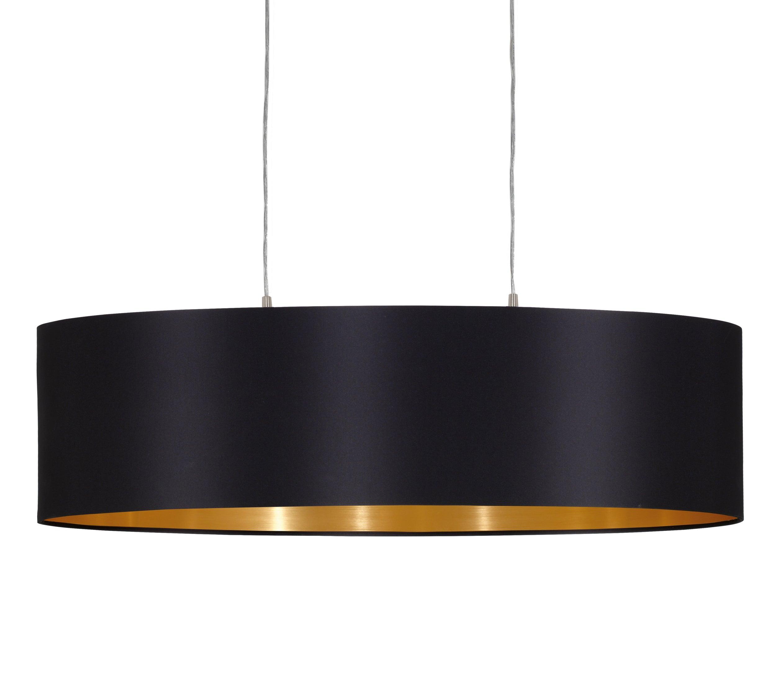eglo maserlo nickel ceiling pendant oval black gold shade 78cm kitchen lighting 