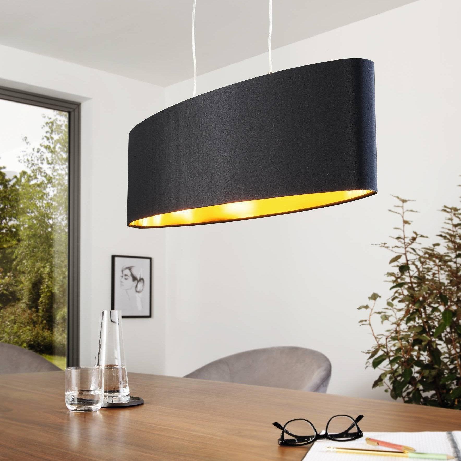 eglo maserlo nickel ceiling pendant oval black gold shade 78cm