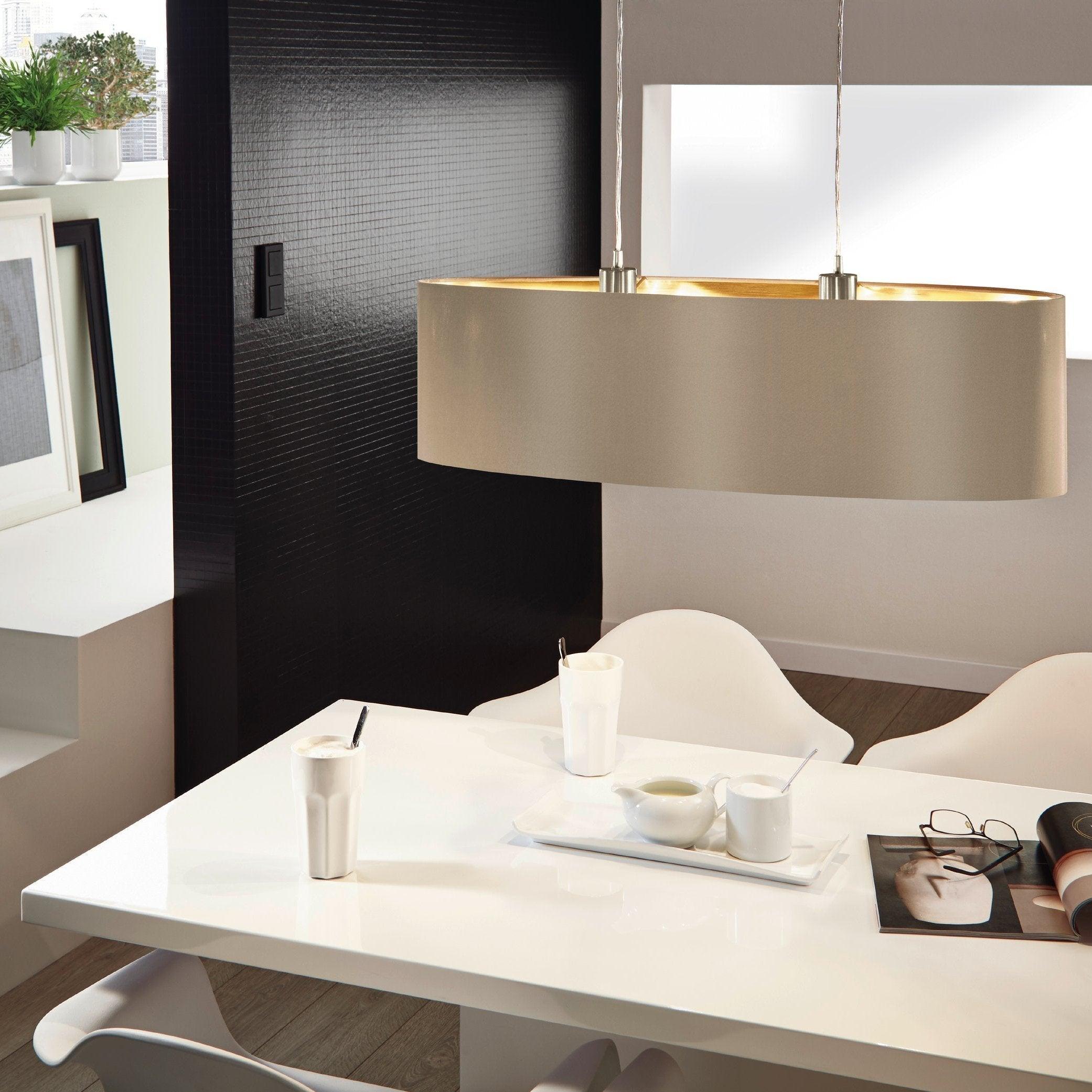 eglo maserlo nickel ceiling pendant oval taupe gold shade living room image