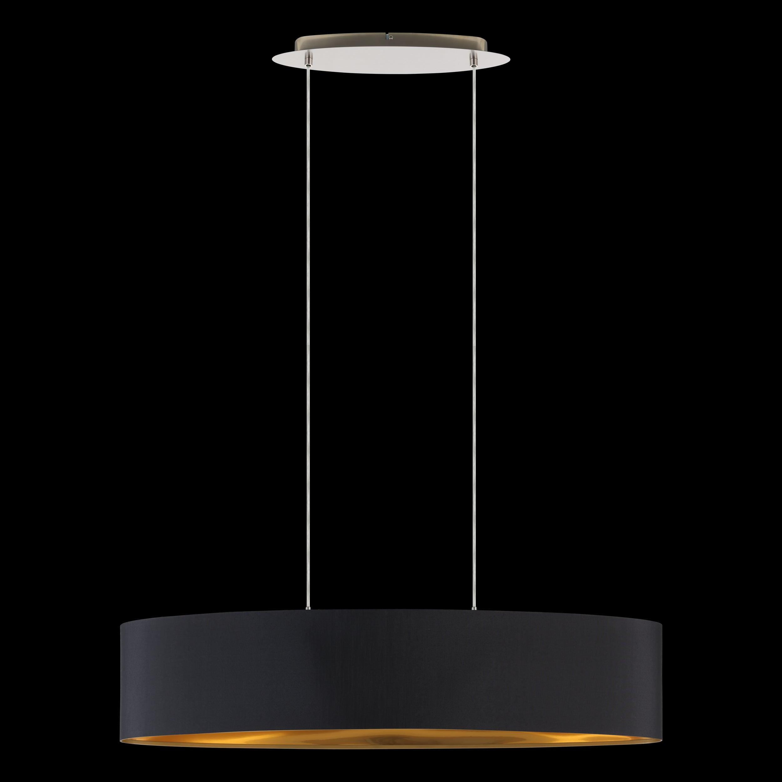 eglo maserlo nickel ceiling pendant oval black gold shade 100cm living room image