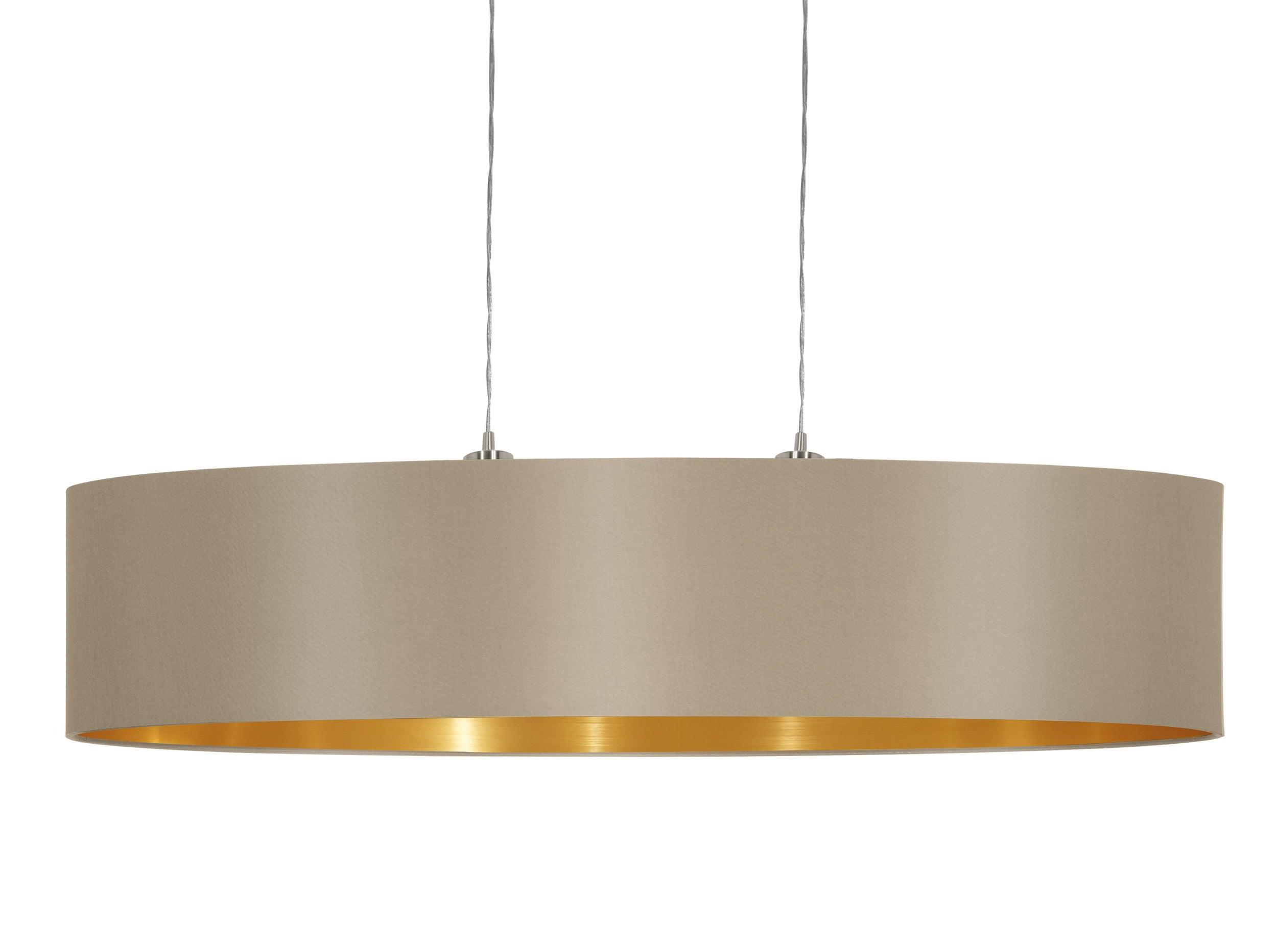 eglo maserlo nickel ceiling pendant oval taupe gold shade 100cm kitchen lighting 