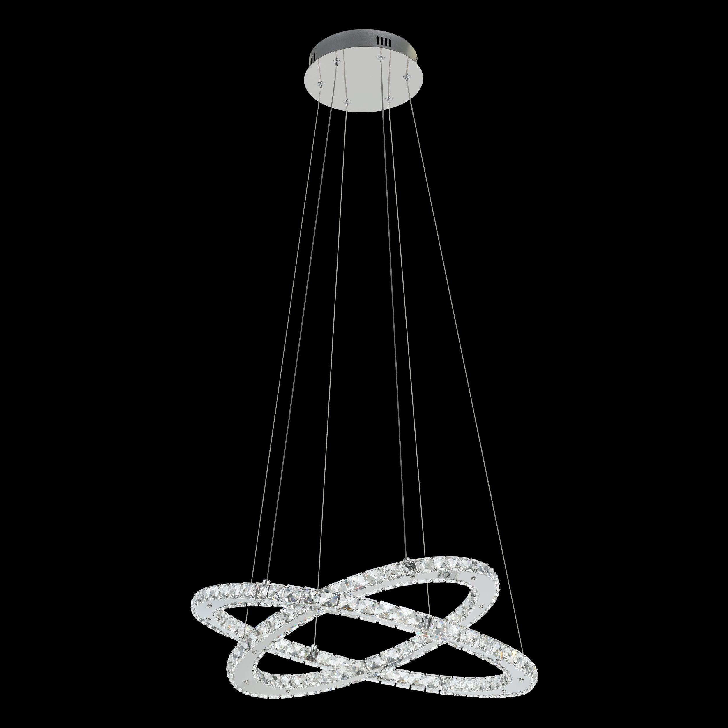 eglo varrazo led chrome glass crystal ceiling pendant living room close up