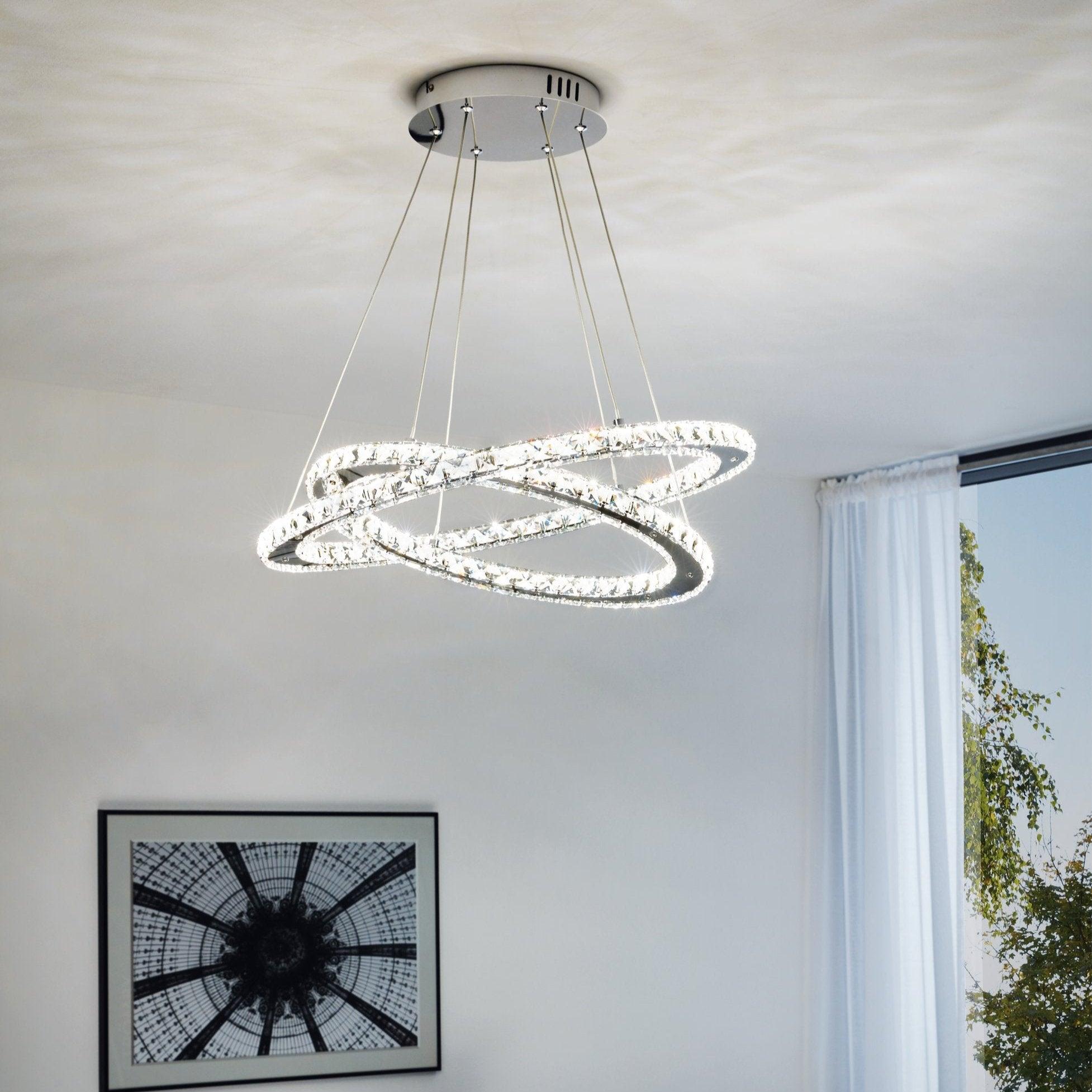 eglo varrazo led chrome glass crystal ceiling pendant living room image