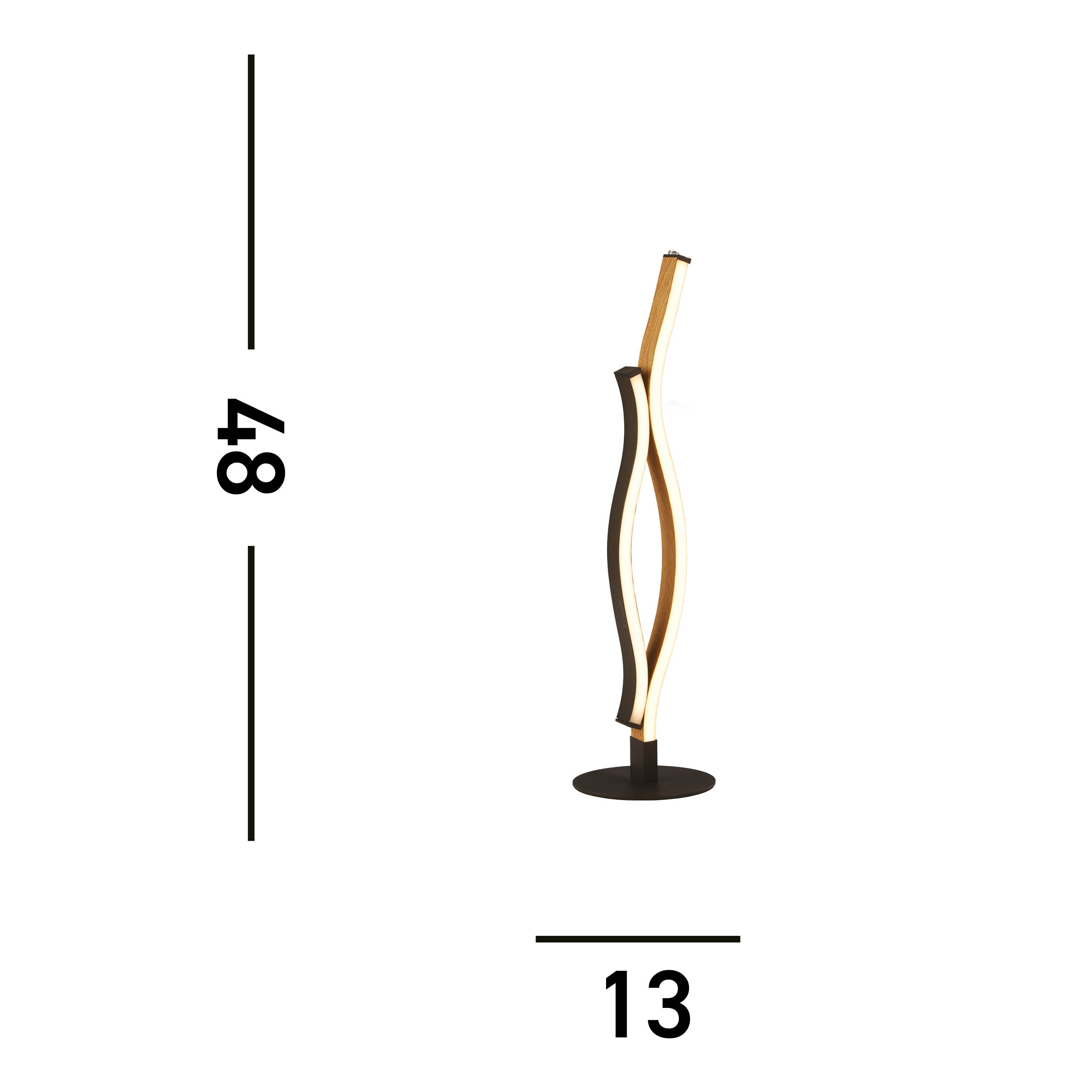 Searchlight Bloom Black & Wood LED Table Lamp