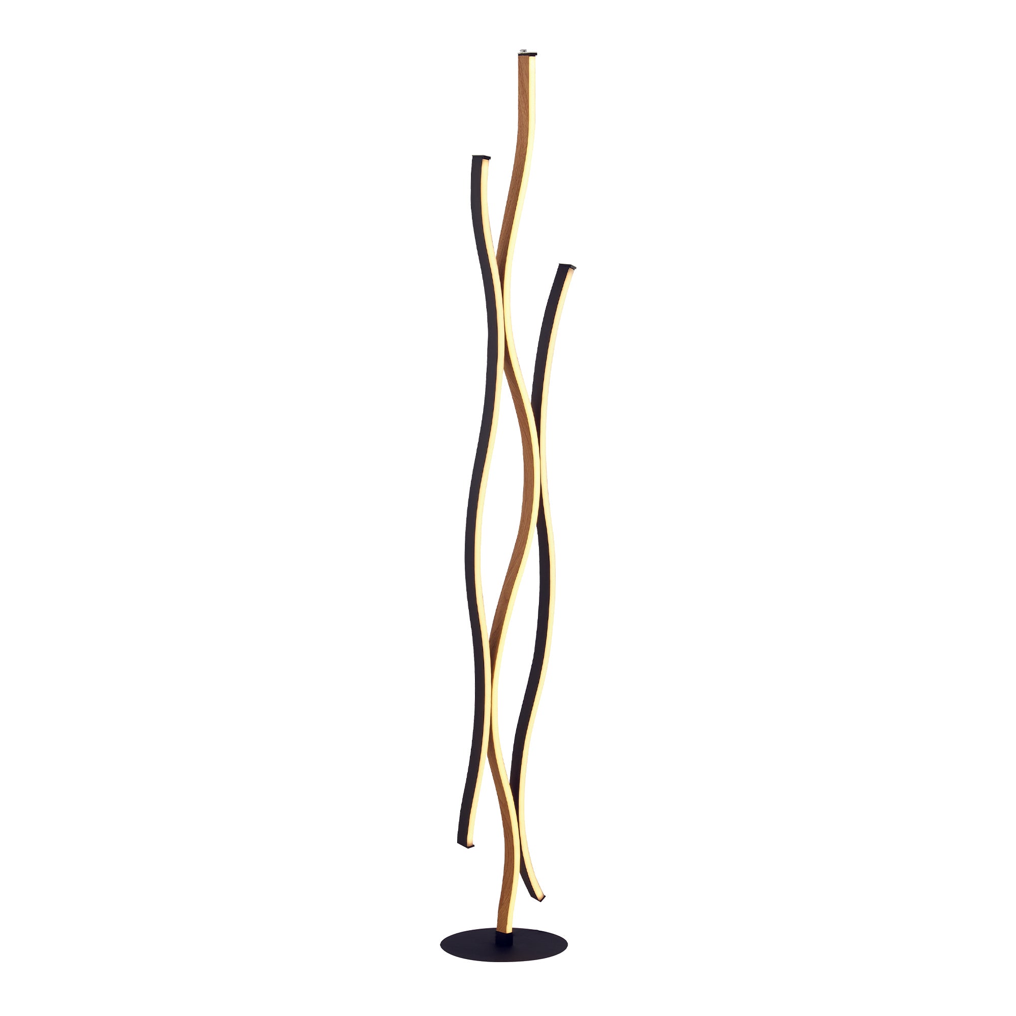 Searchlight Bloom Black & Wood Effect Floor Lamp