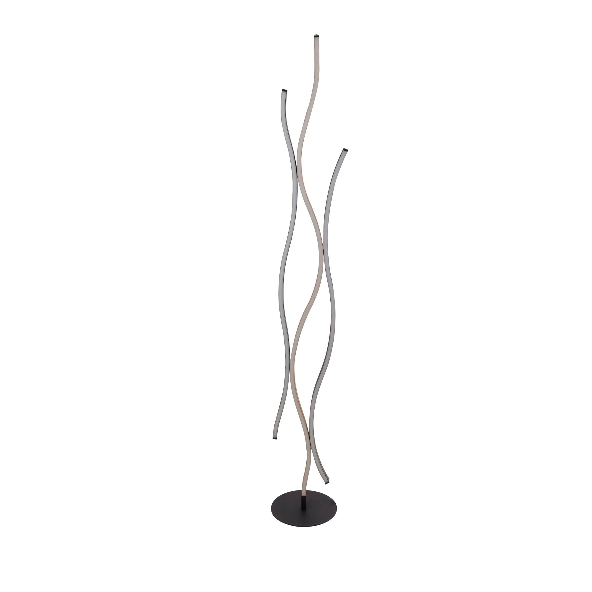 Searchlight Bloom Black & Wood Effect Floor Lamp