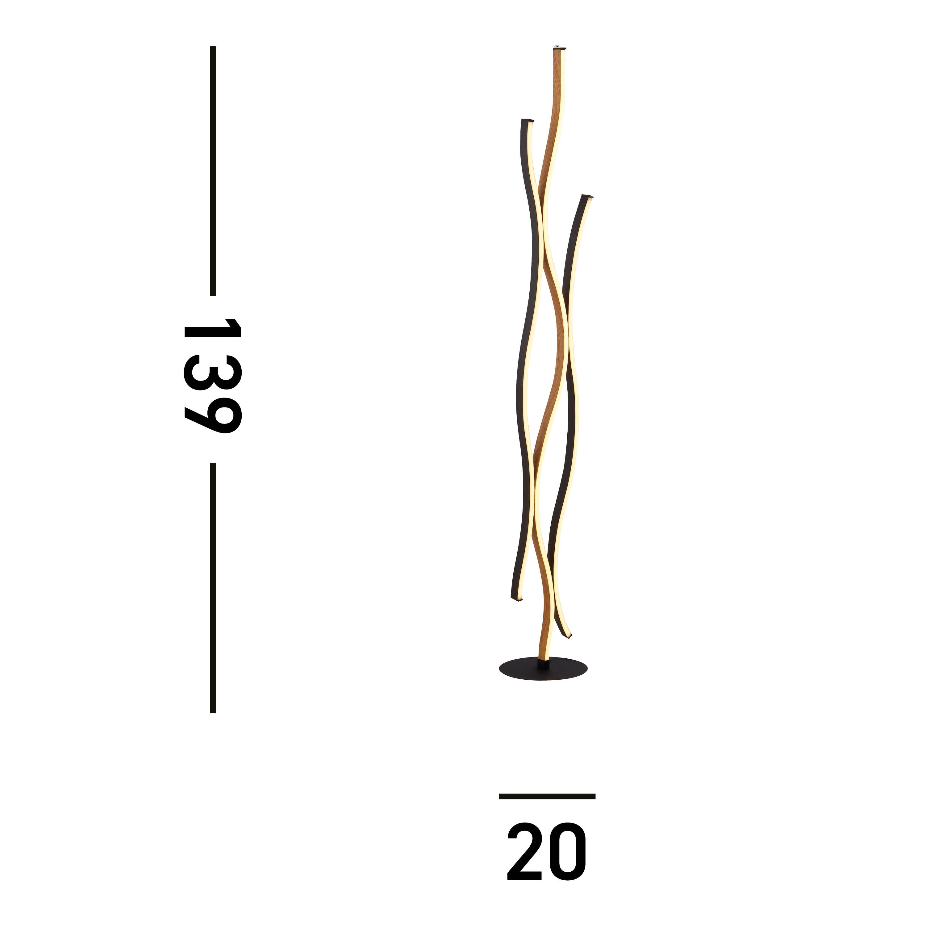 Searchlight Bloom Black & Wood Effect Floor Lamp