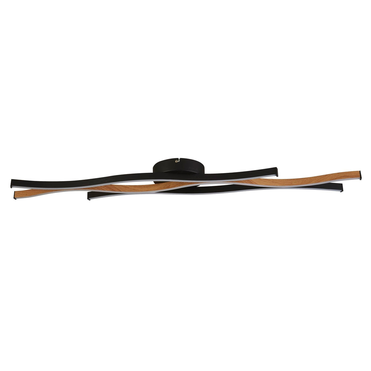 Searchlight Bloom Black Metal & Wood Effect LED Flush-OB-180926
