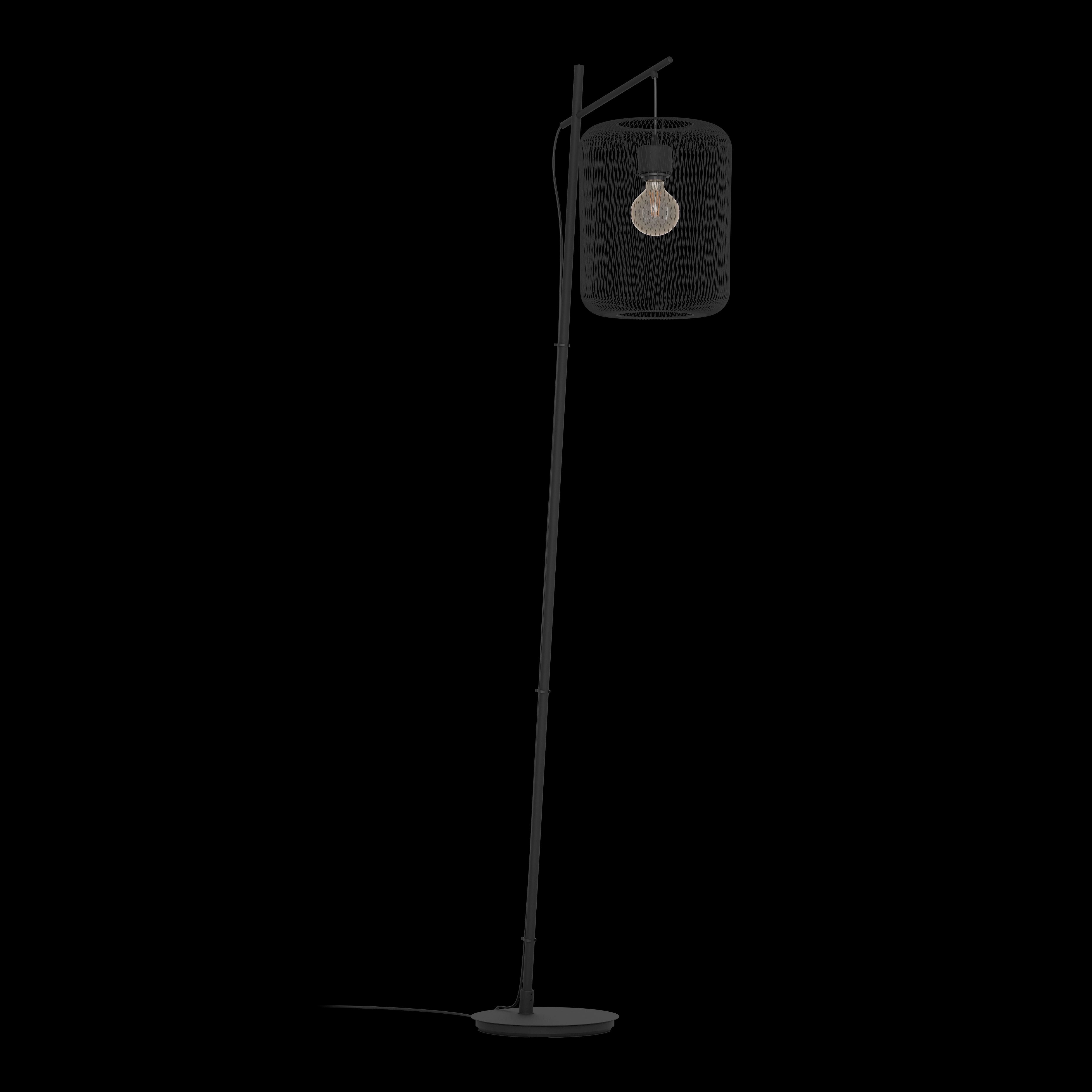 eglo wrington black floor lamp metal mesh shade living room close up