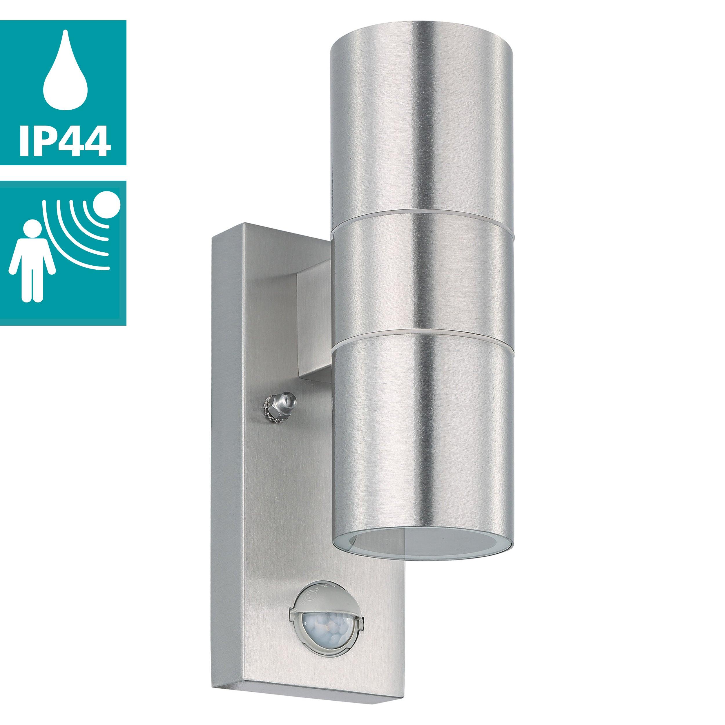 eglo riga 5 up down stainless steel pir outdoor wall light kitchen lighting 