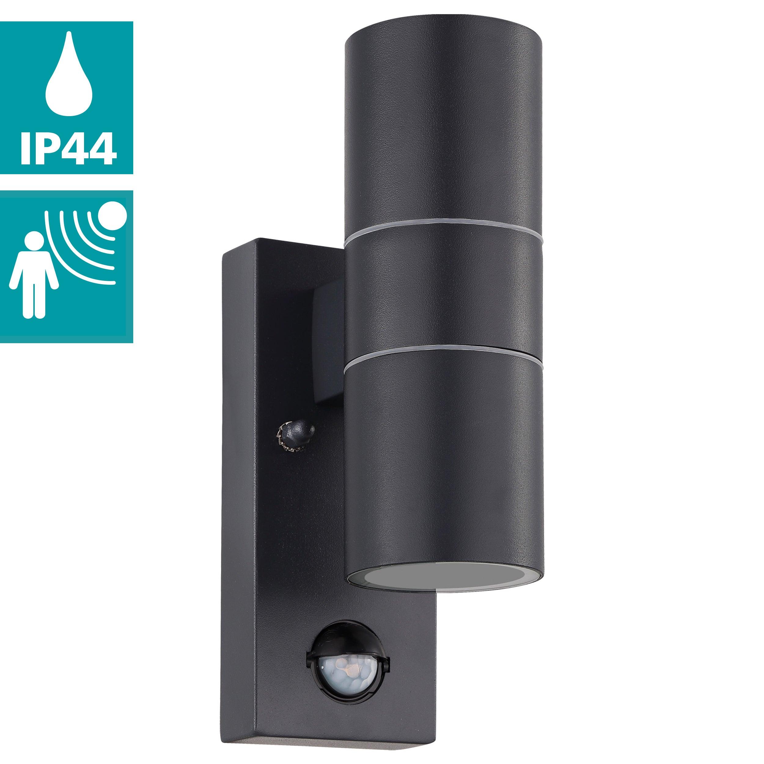 eglo riga 5 up down grey pir outdoor wall light ip44 kitchen lighting 