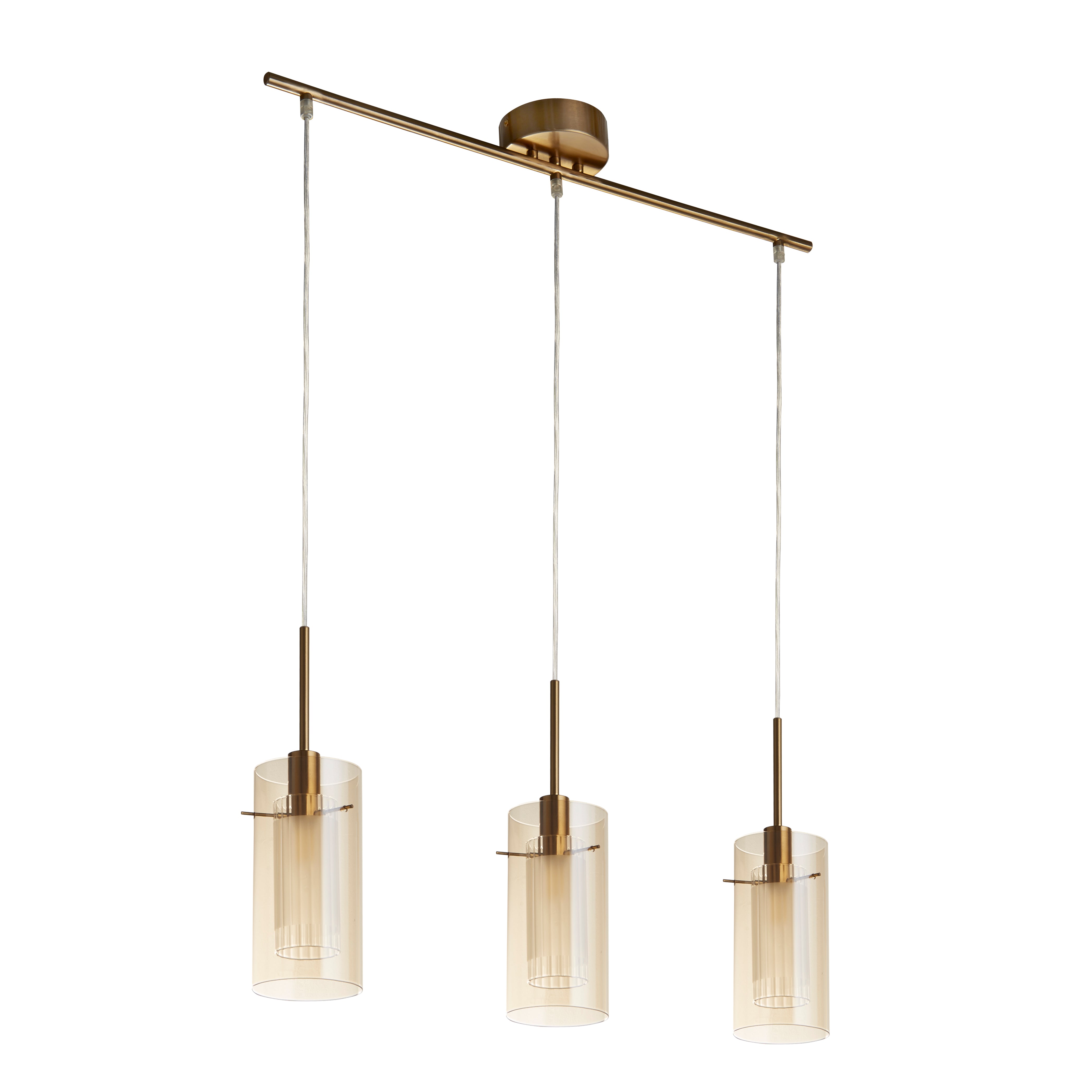 Searchlight Duo III 3 Light Bronze Bar Pendant - Champagne Glass Shades