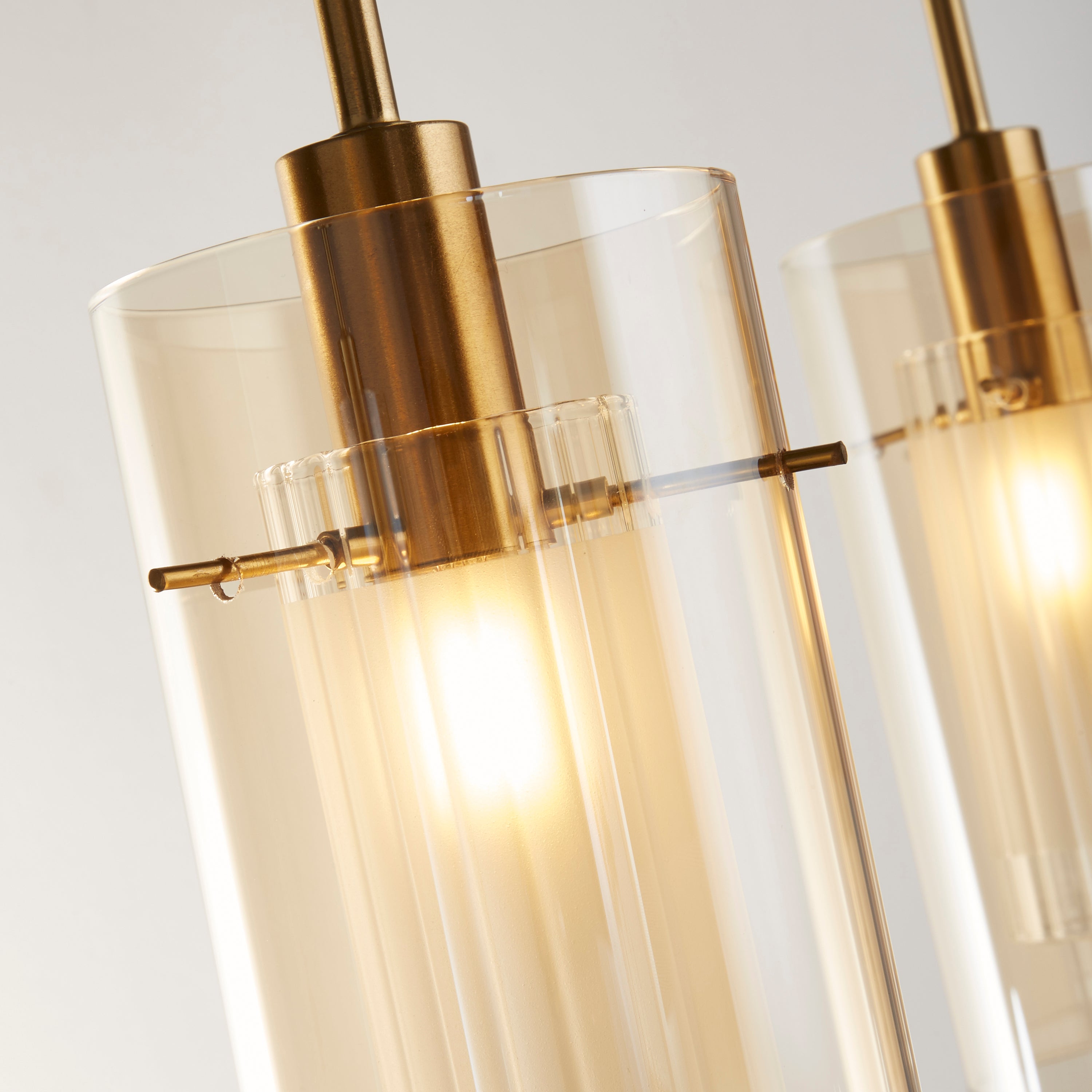 Searchlight Duo III 3 Light Bronze Bar Pendant - Champagne Glass Shades