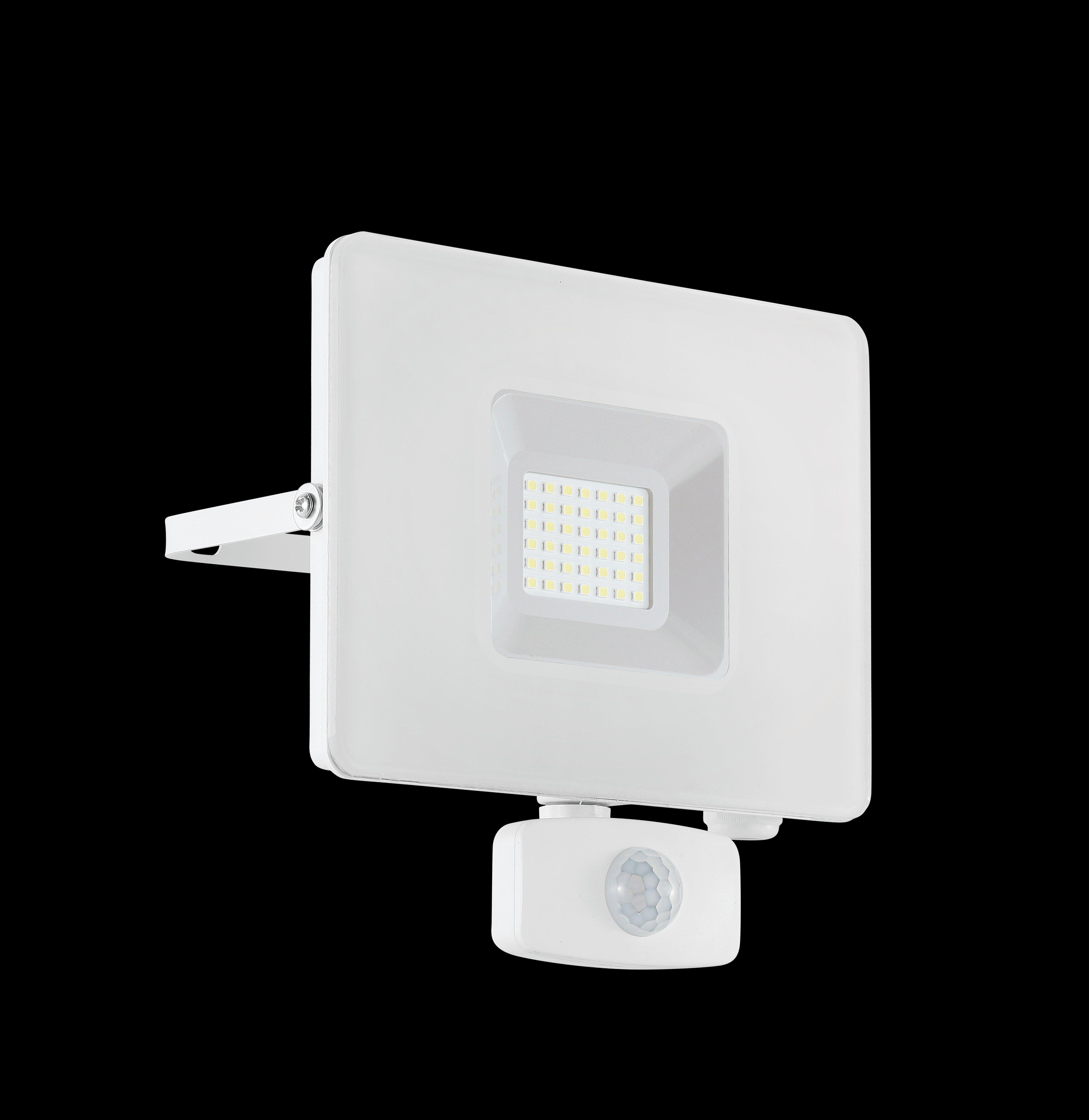 eglo faedo 3 ip44 white led pir outdoor flood light 31w living room image