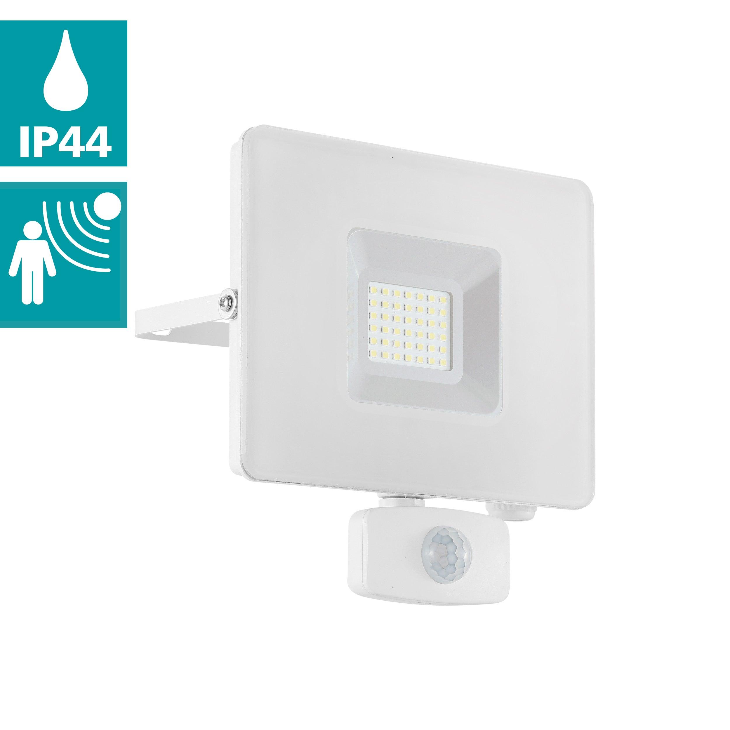 eglo faedo 3 ip44 white led pir outdoor flood light 31w kitchen lighting 