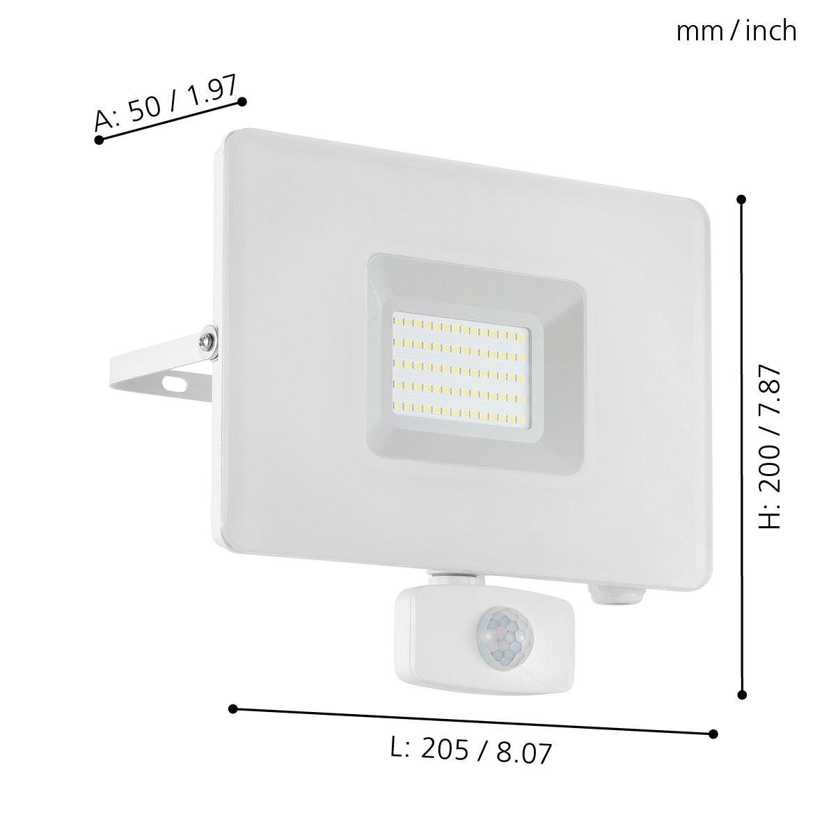 eglo faedo 3 ip44 white led pir outdoor flood light 53w kitchen lighting 