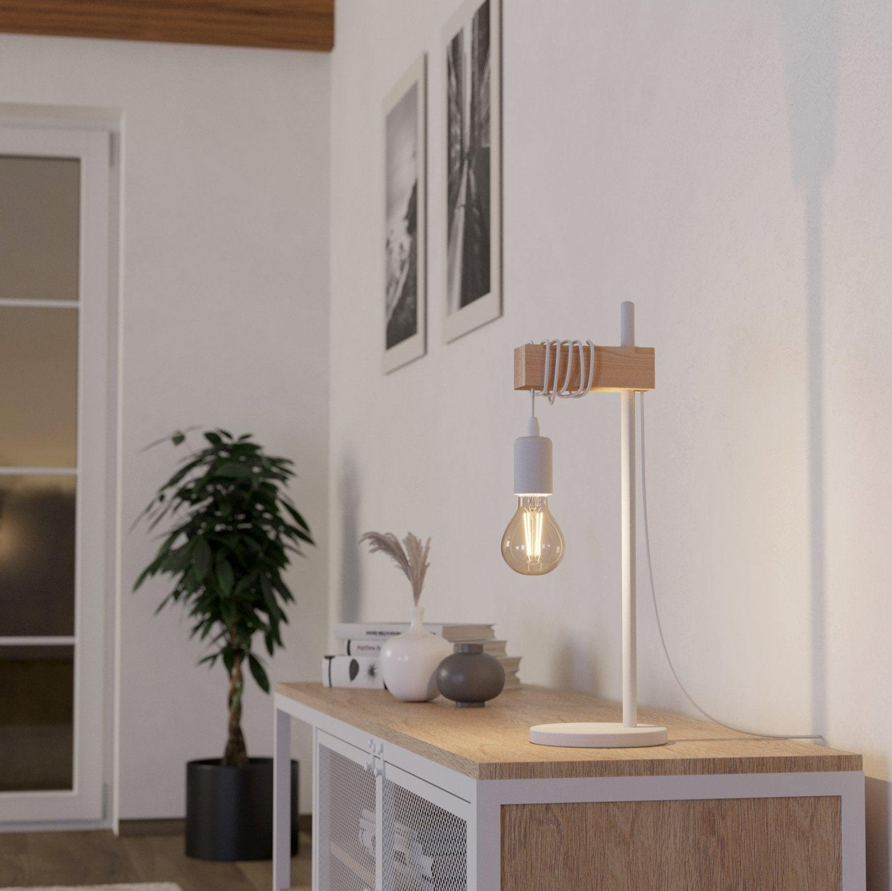 eglo townshend white metal wood table lamp