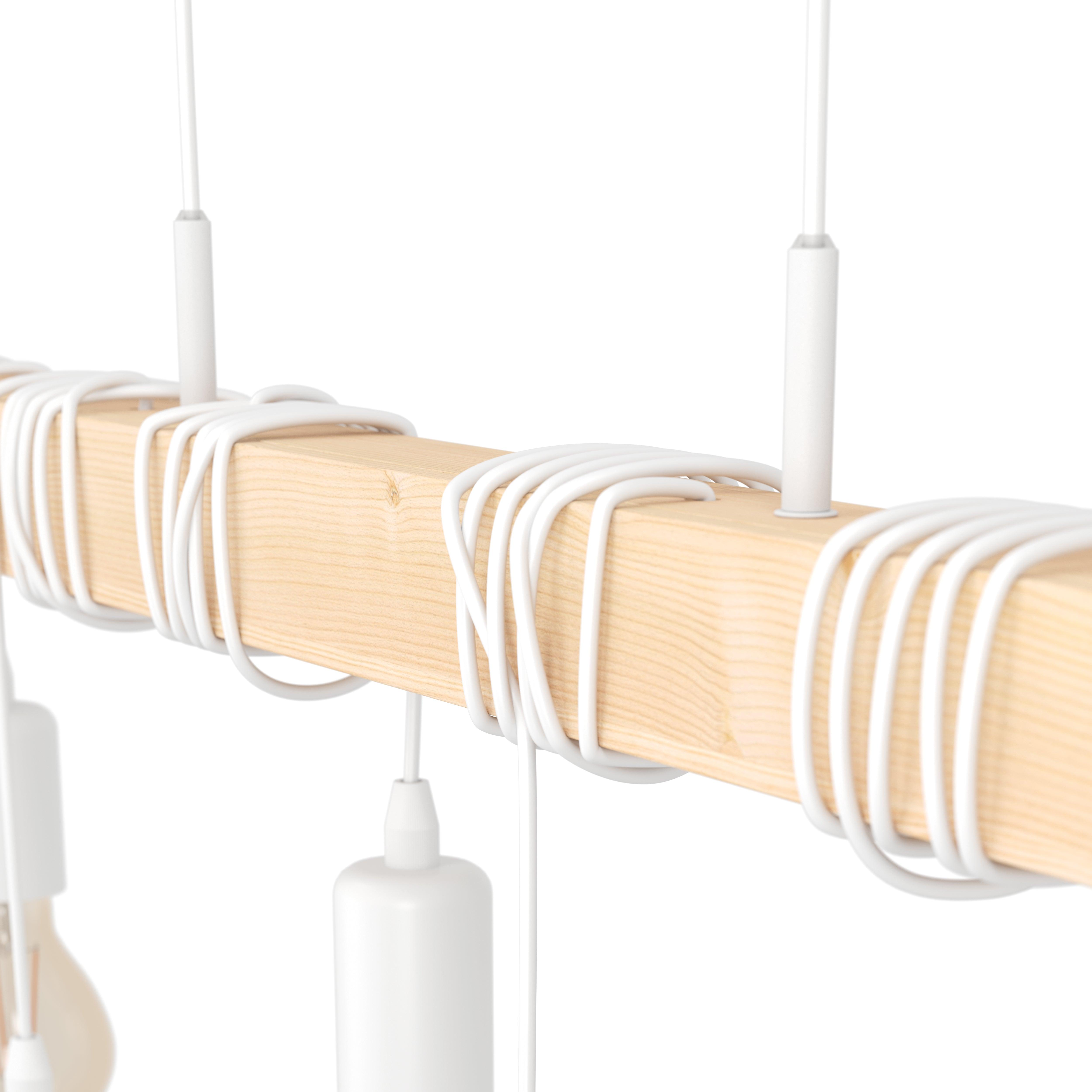 eglo townshend 6 light adjustable white wood bar pendant living room close up