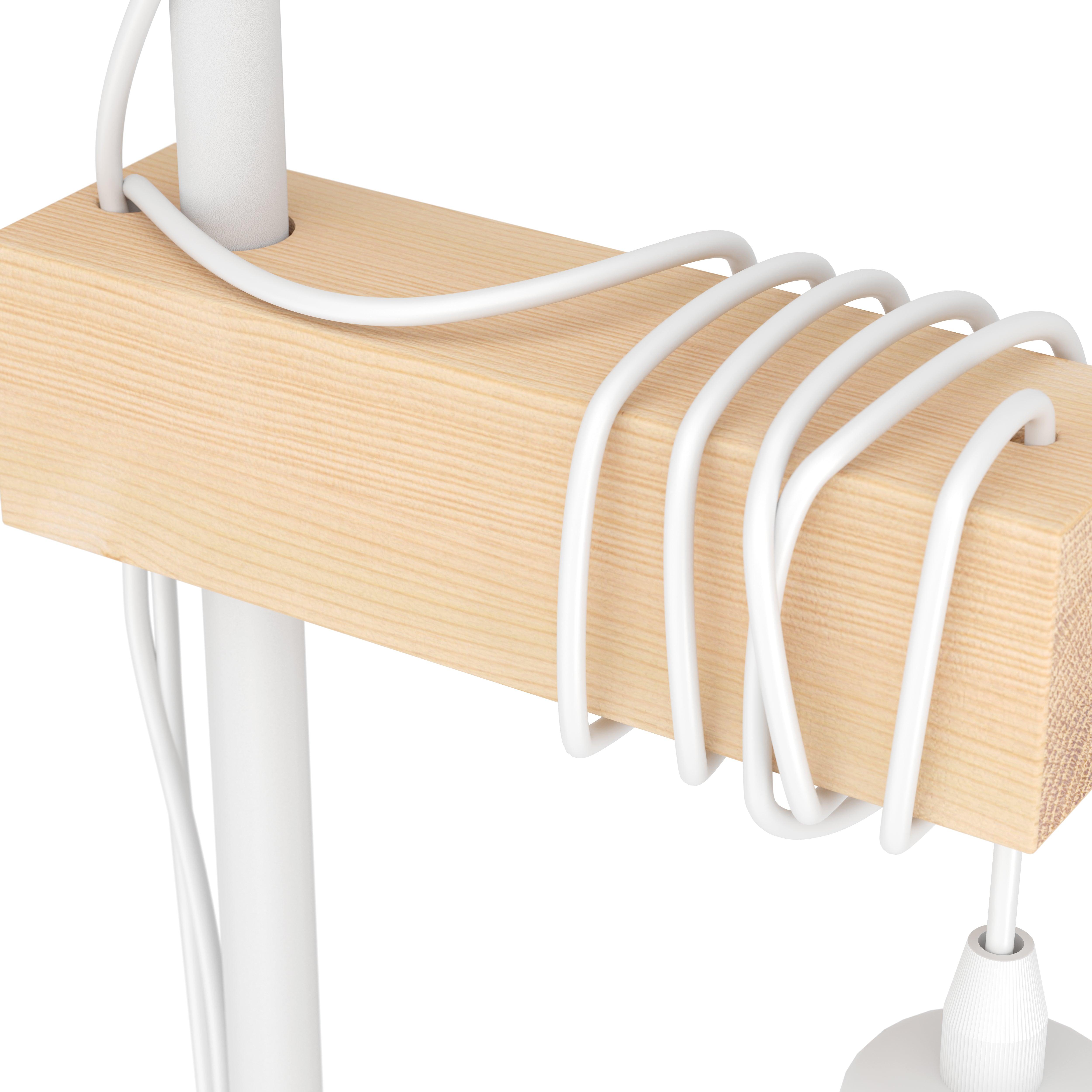 eglo townshend white wooden 2 light floor lamp living room close up