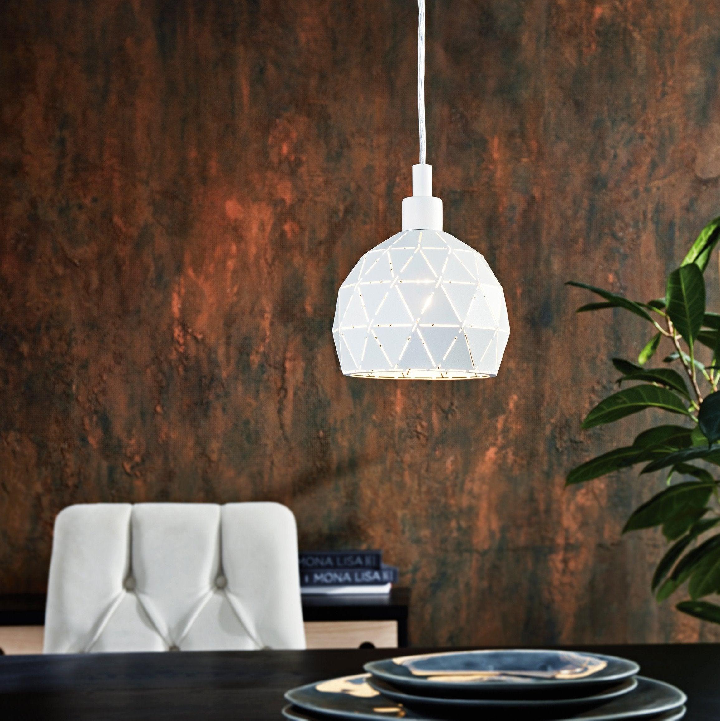 eglo roccaforte metal white geometric ceiling pendant living room image