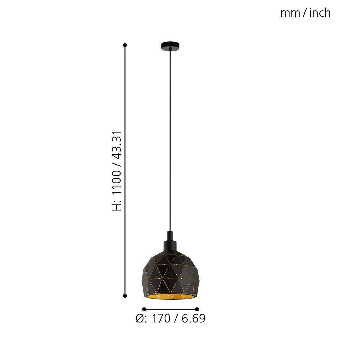 eglo roccaforte metal black gold geometric ceiling pendant living room image
