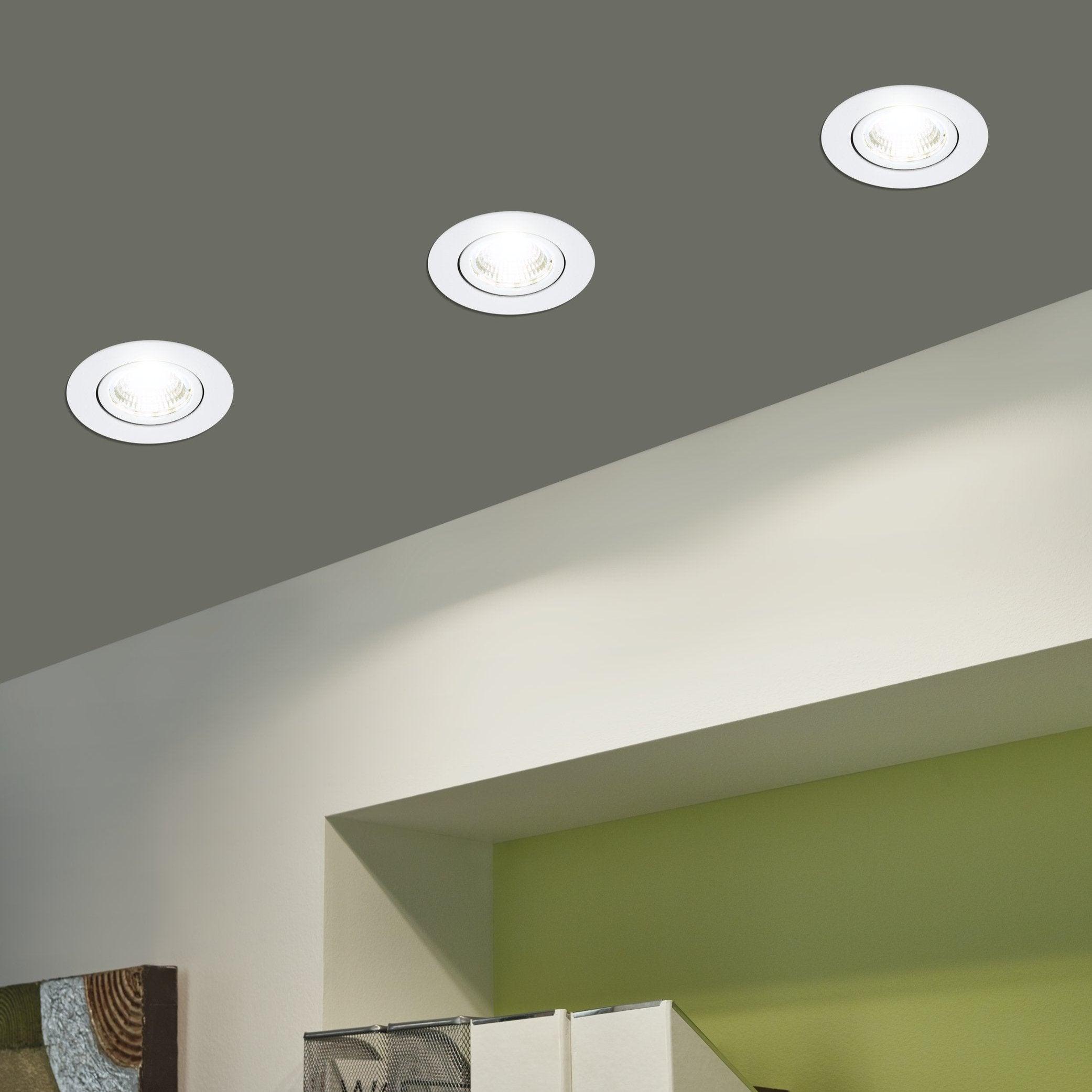 eglo saliceto set of 3 white metal recessed downlights