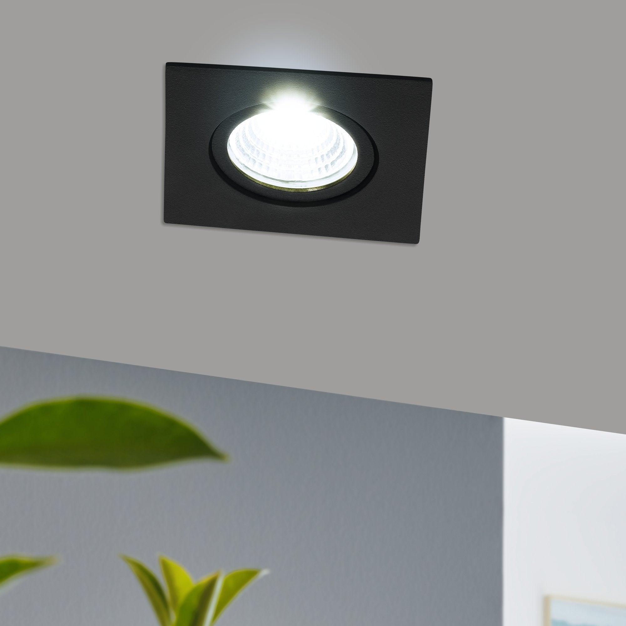 eglo saliceto black square recessed downlight