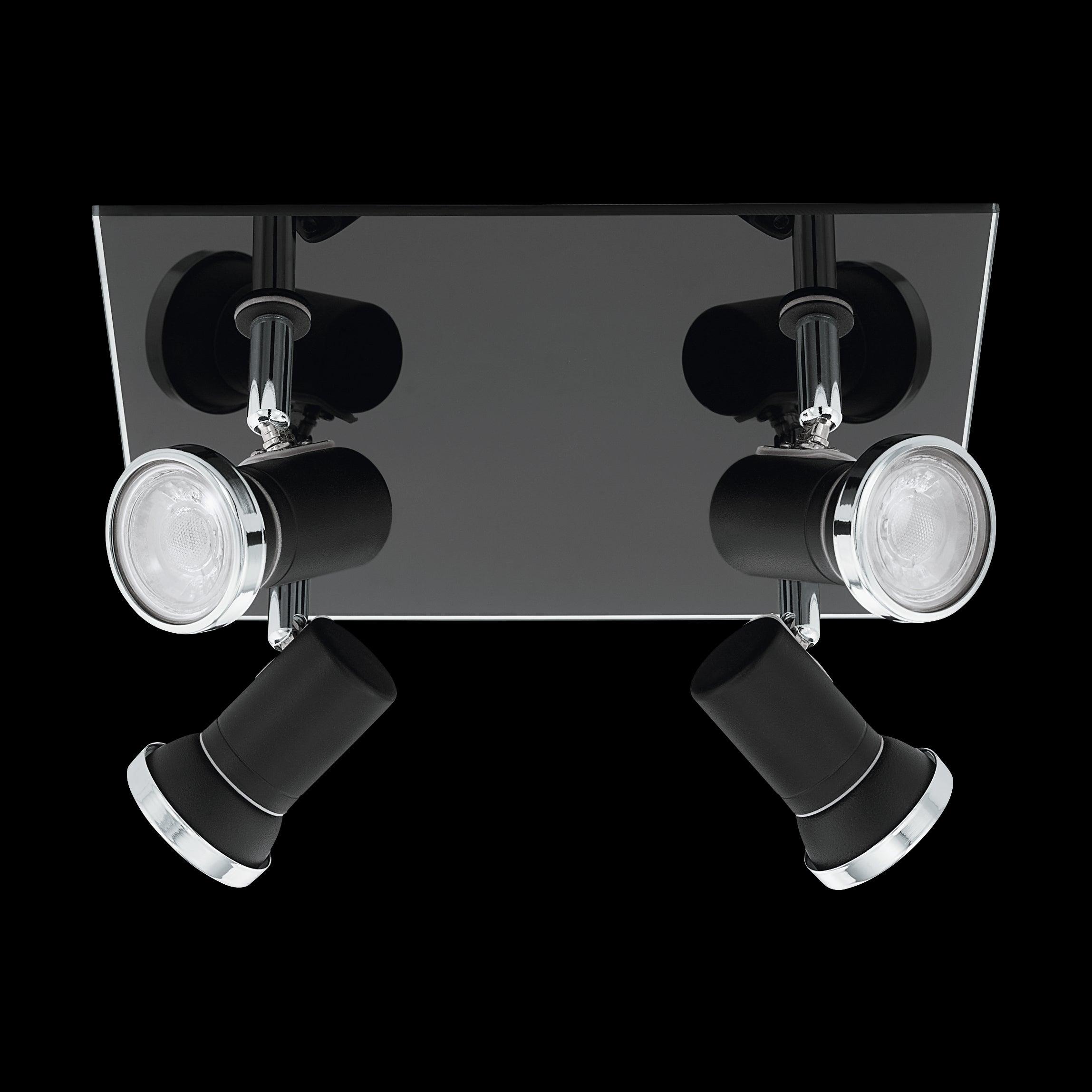 eglo tamara 1 black chrome 4 light plate spotlight living room image