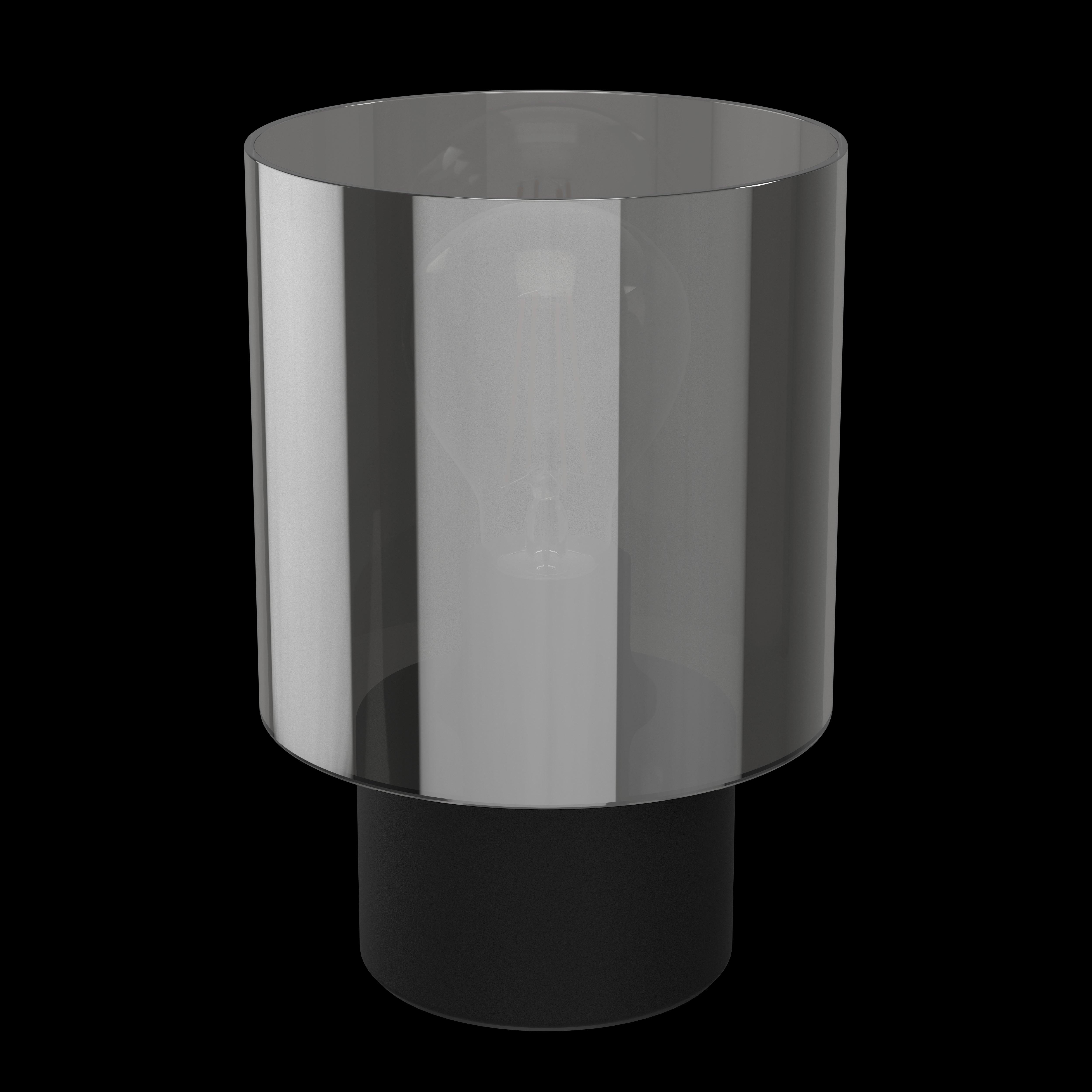 eglo gorosiba smoked black glass table lamp living room close up