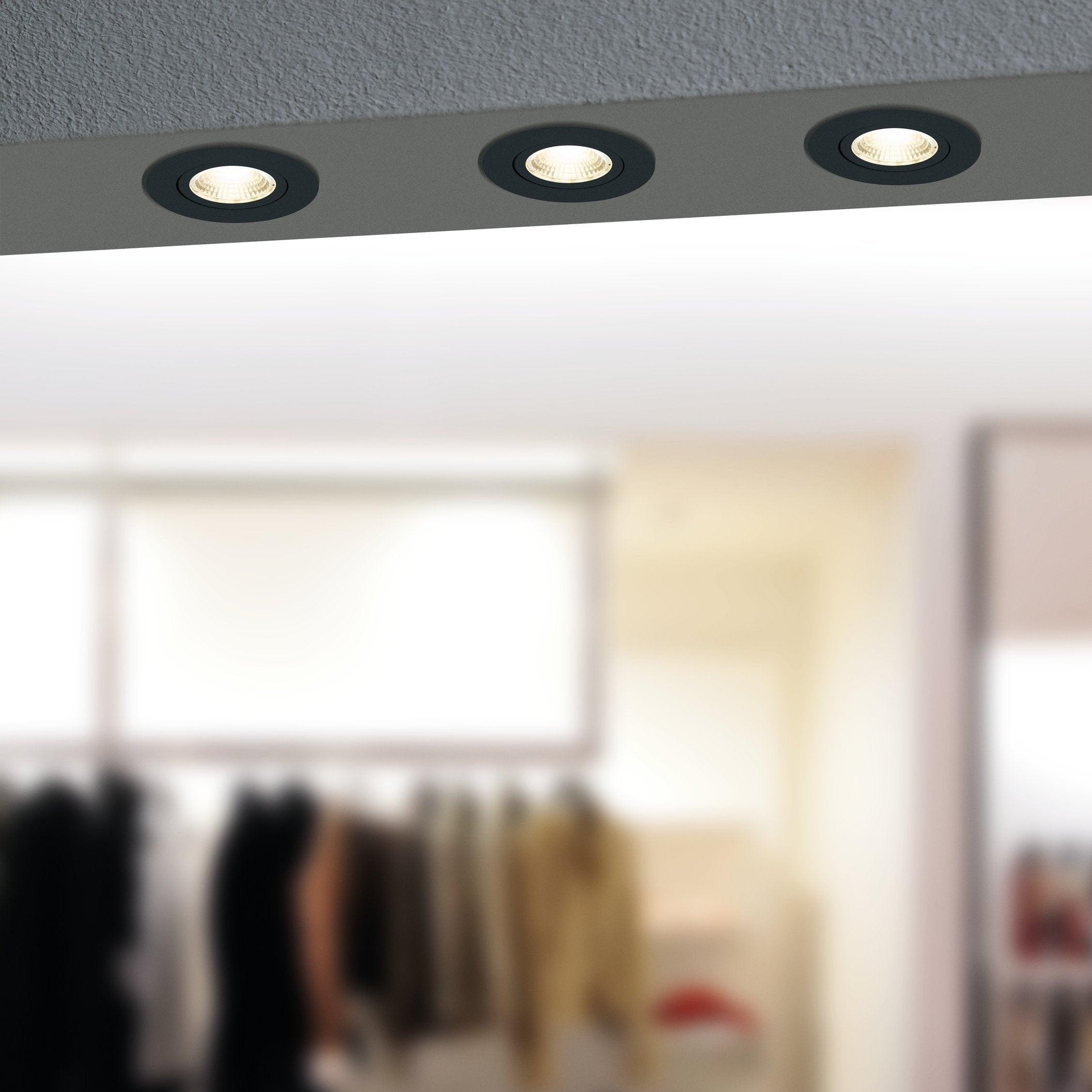 eglo saliceto black metal recessed downlight living room image