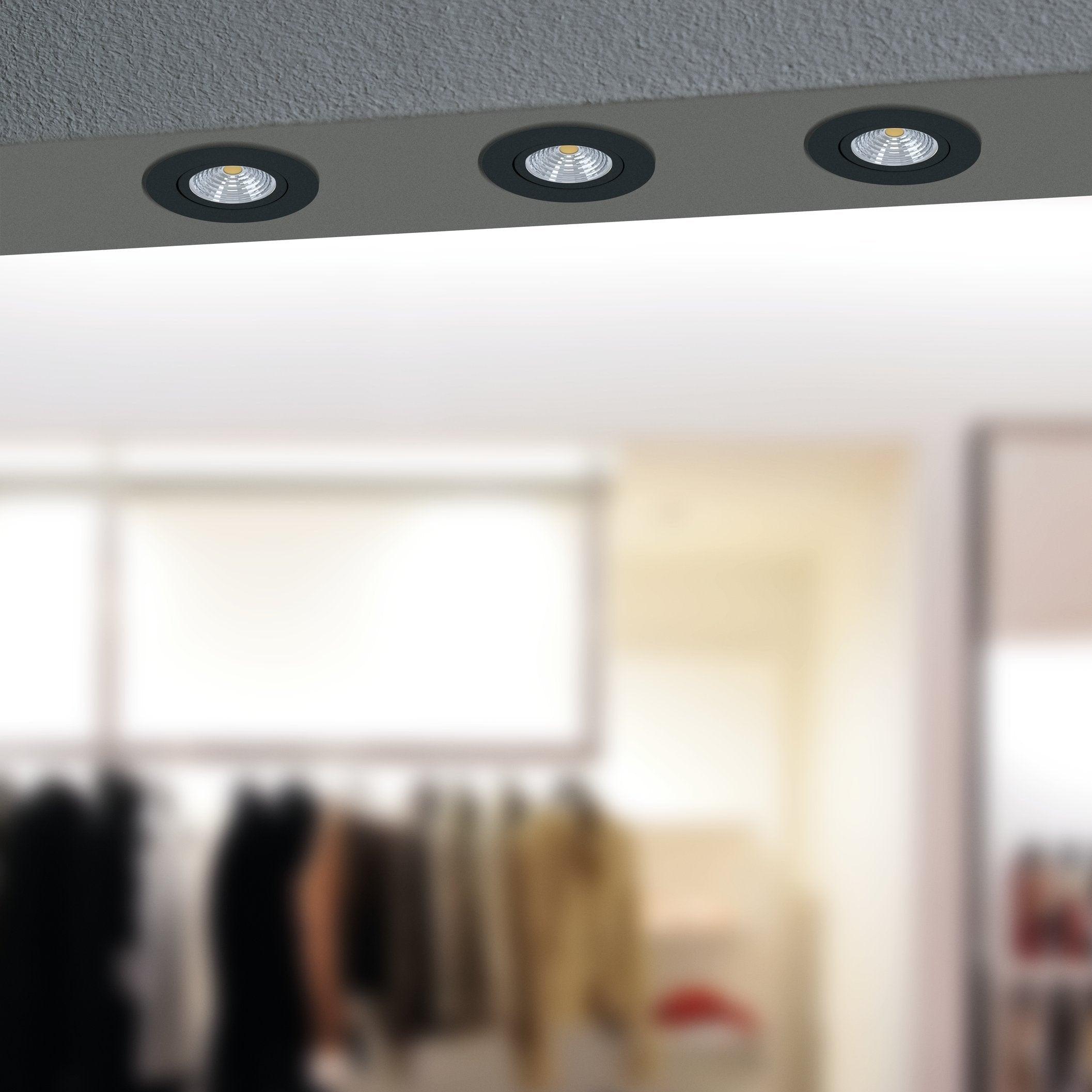 eglo saliceto black metal recessed downlight