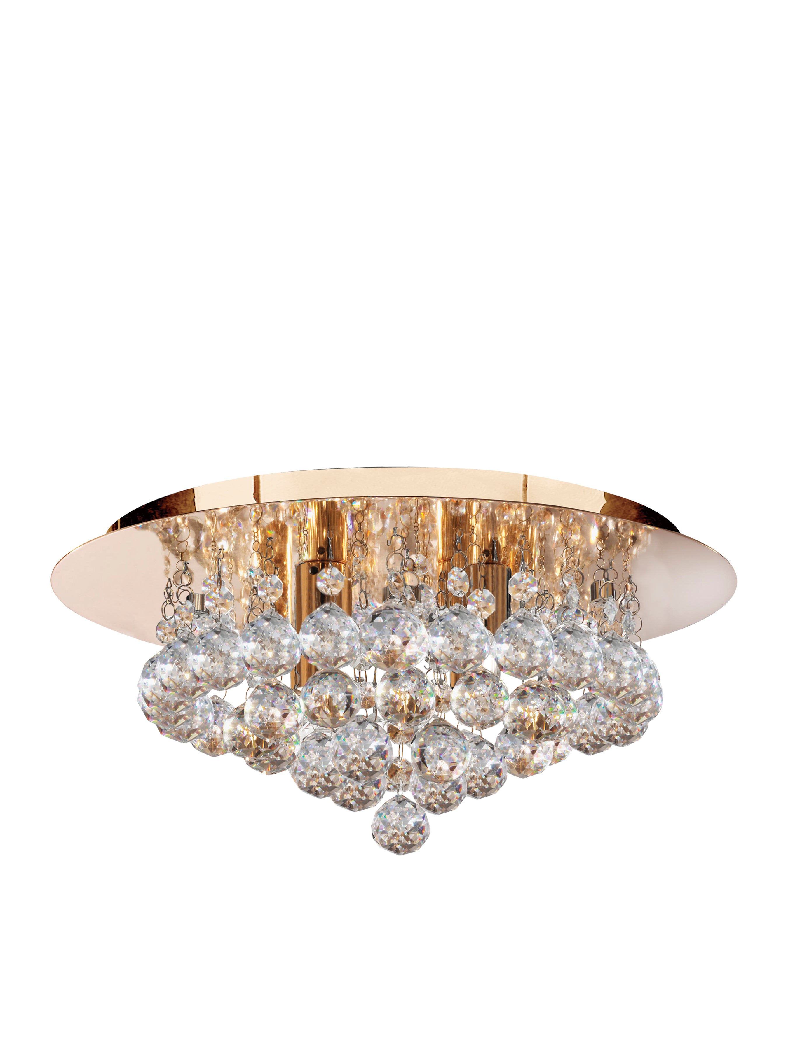 Searchlight Hanna 4 Light Flush Gold & Clear Crystal Flush