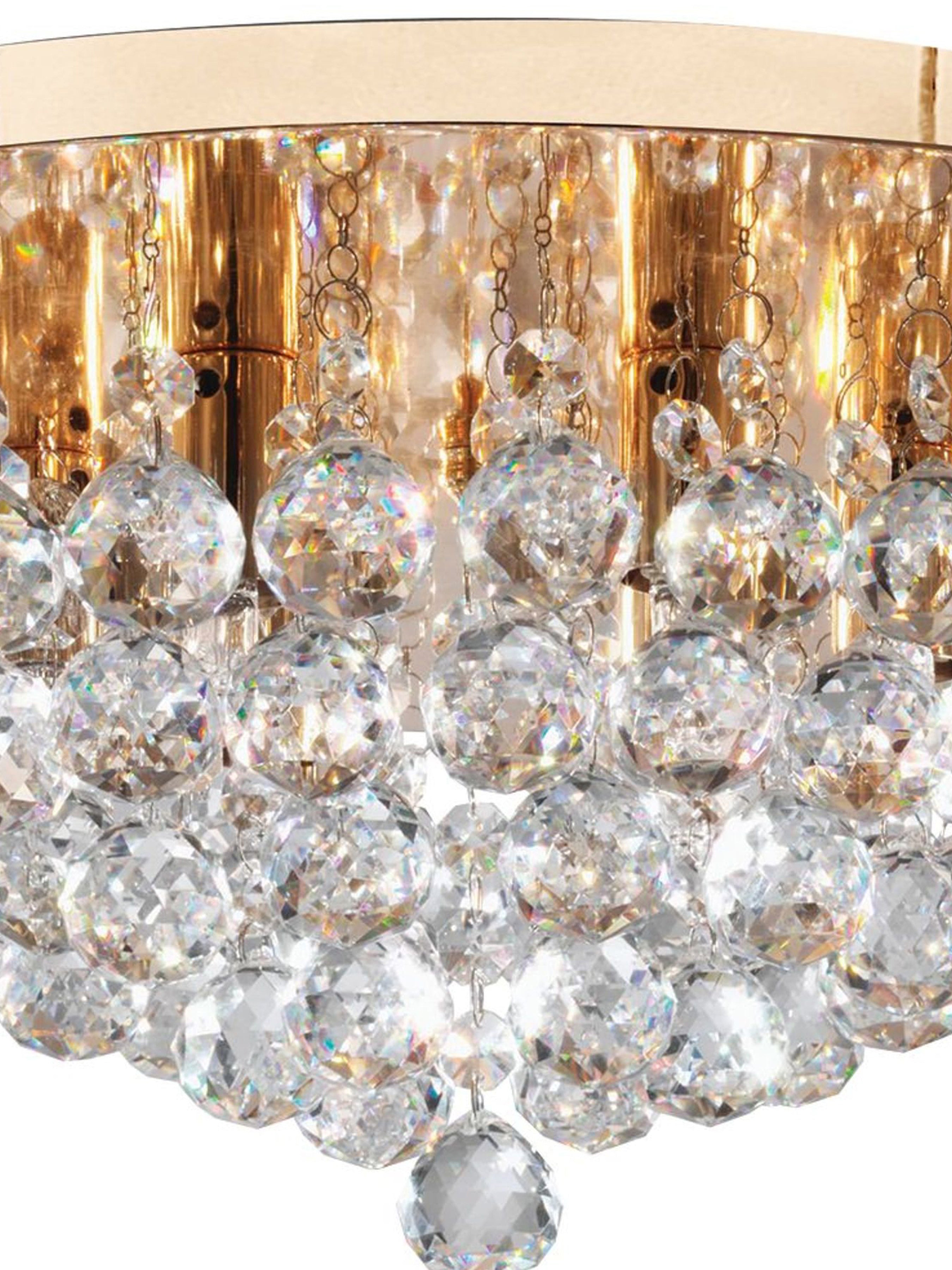 Searchlight Hanna 6 Light Flush Gold & Clear Crystal Flush