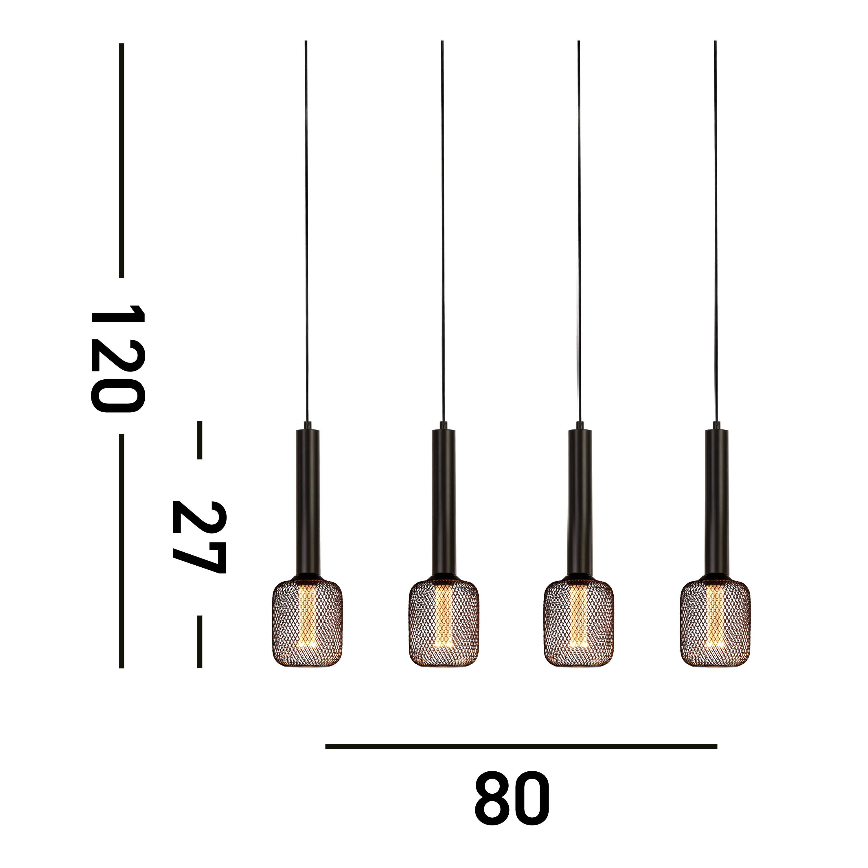 Searchlight Dulwich 4 Light Black Bar Pendant